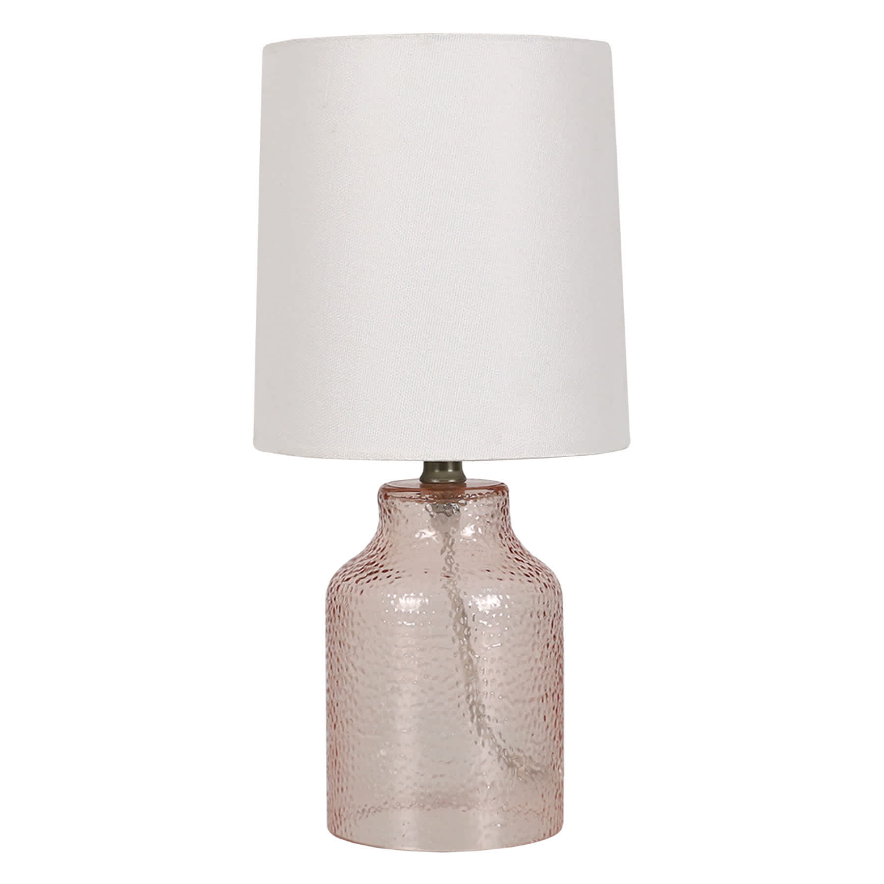 Honeybloom Light Pink Rippled Glass Mini Table Lamp with Shade, 13"