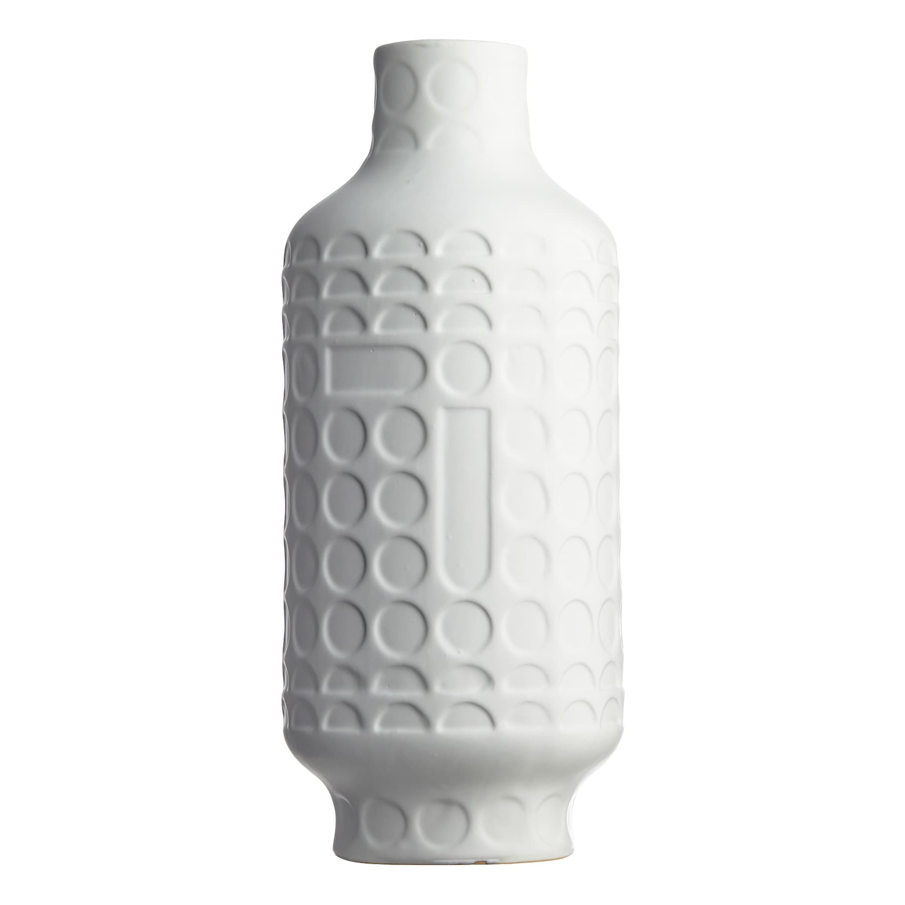 Crosby St. White Stoneware Embossed Vase, 14.4"