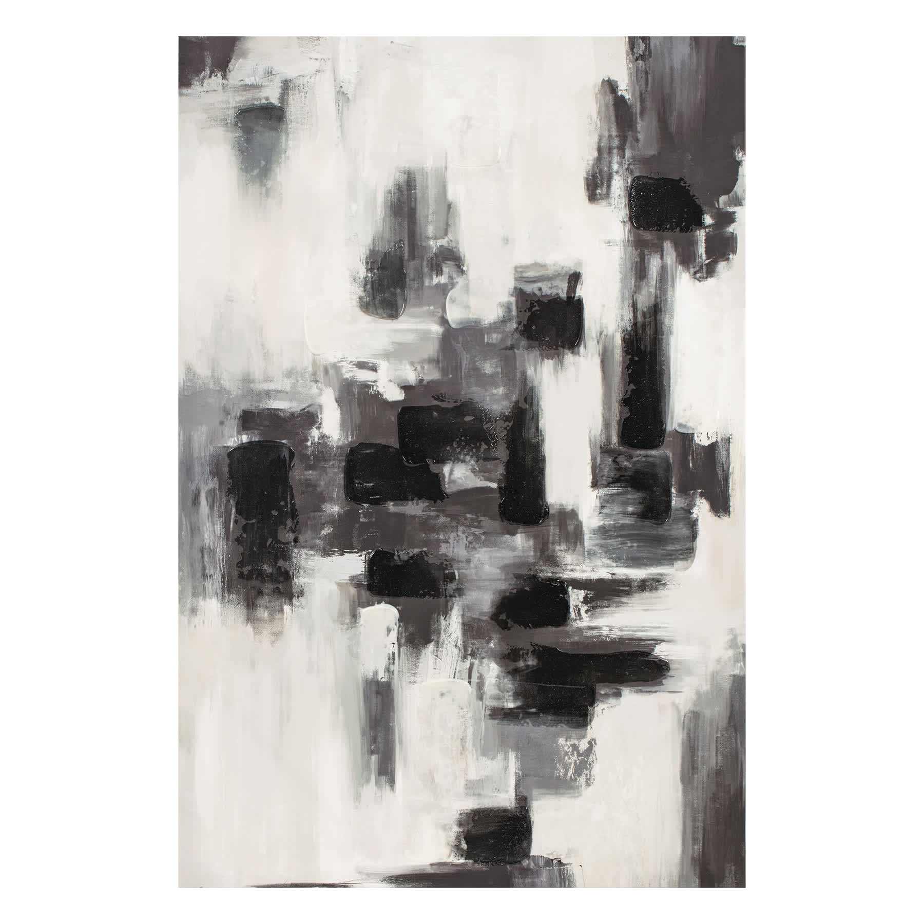 Black & Natural Embellished Abstract Canvas Wall Art, 24x36
