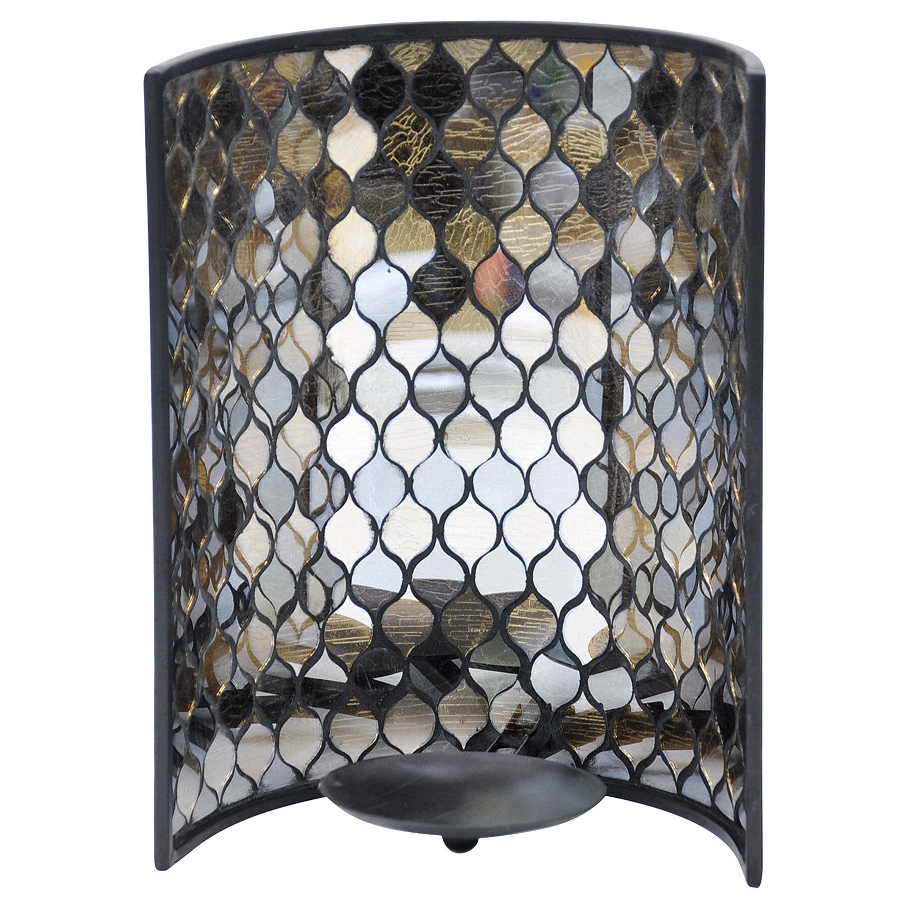 Black Mosaic Wall Sconce, 10"