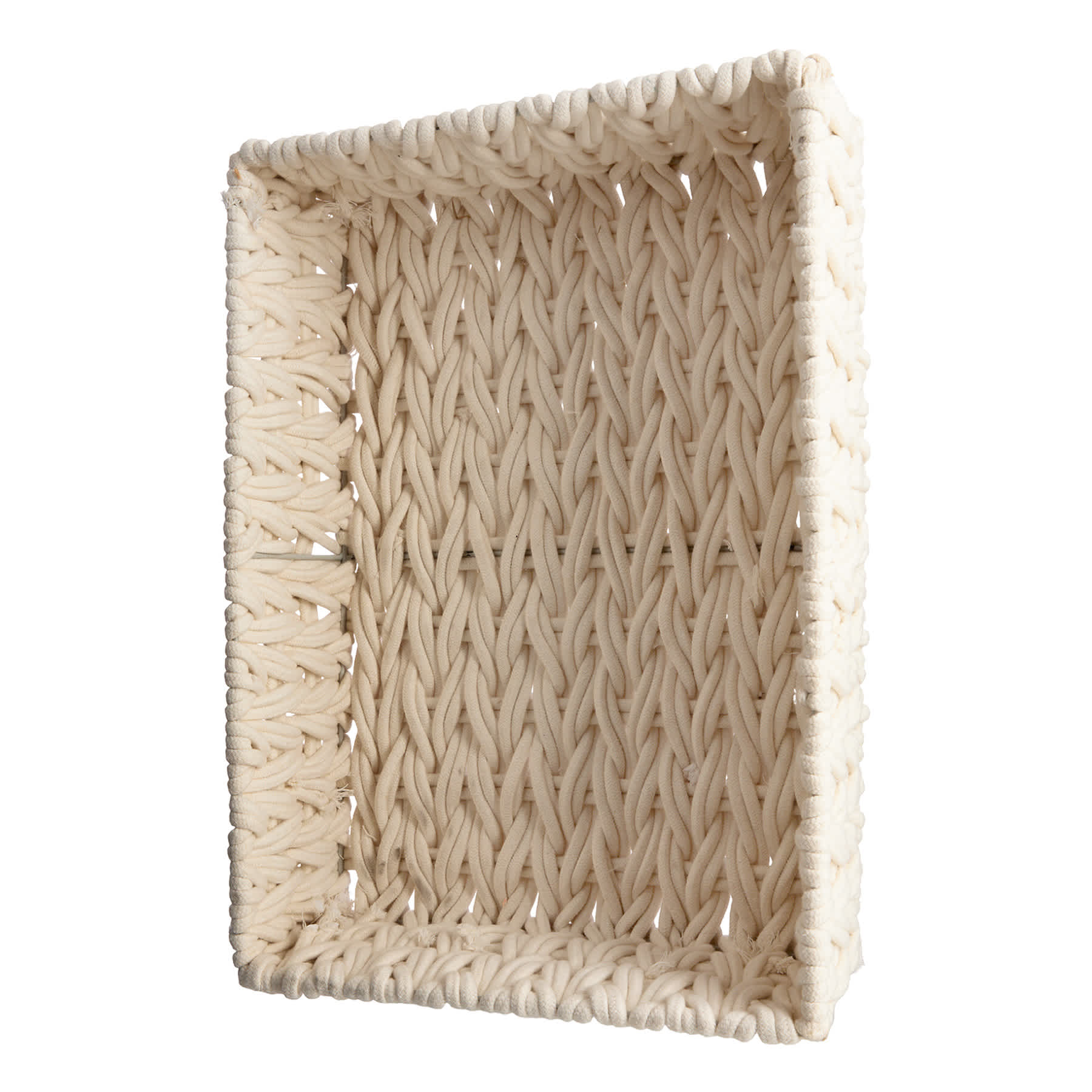 Chunky White Under Bed Fabric Storage Basket, Medium