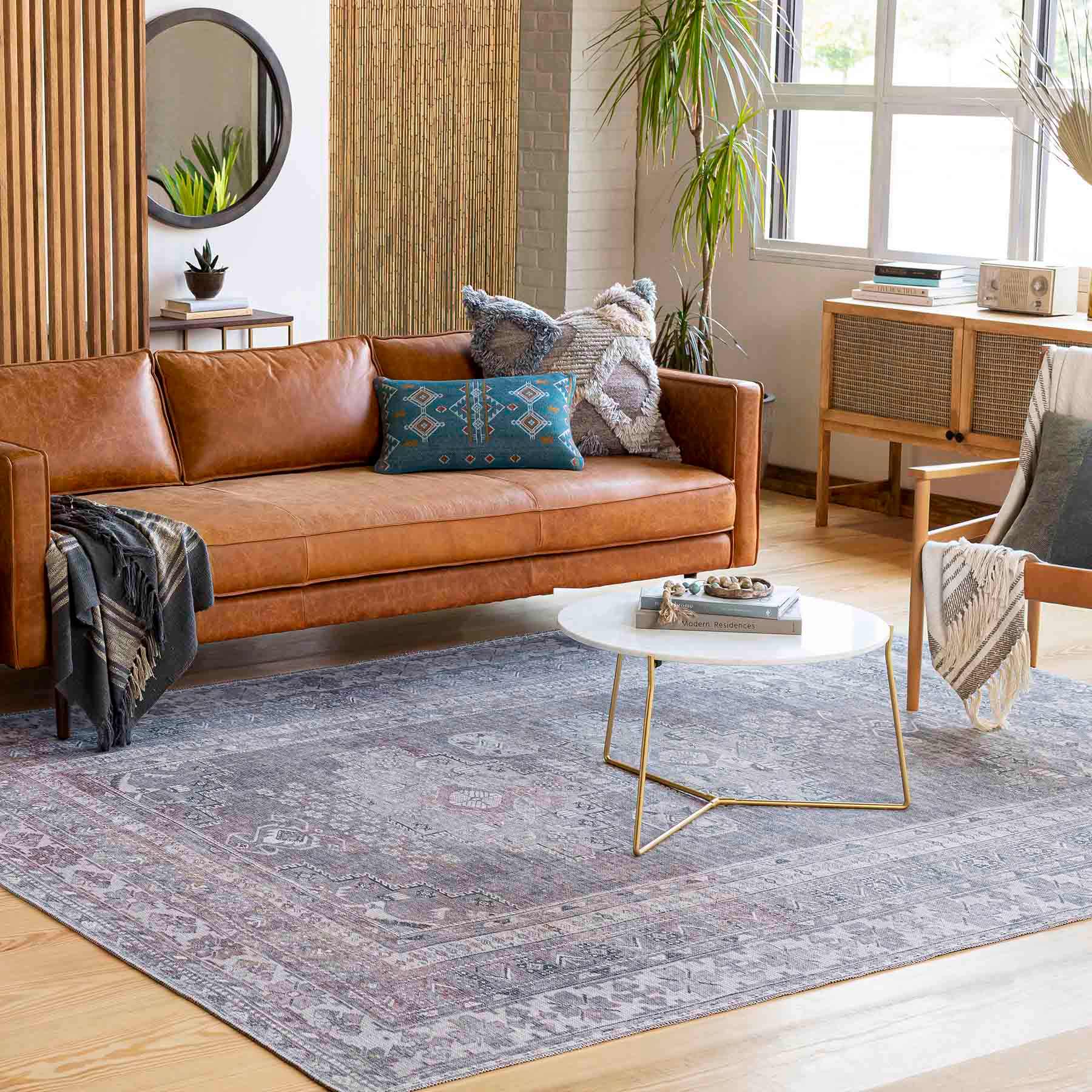 (B786) Honeybloom Colin Multicolor Medallion Washable Area Rug, 8x10