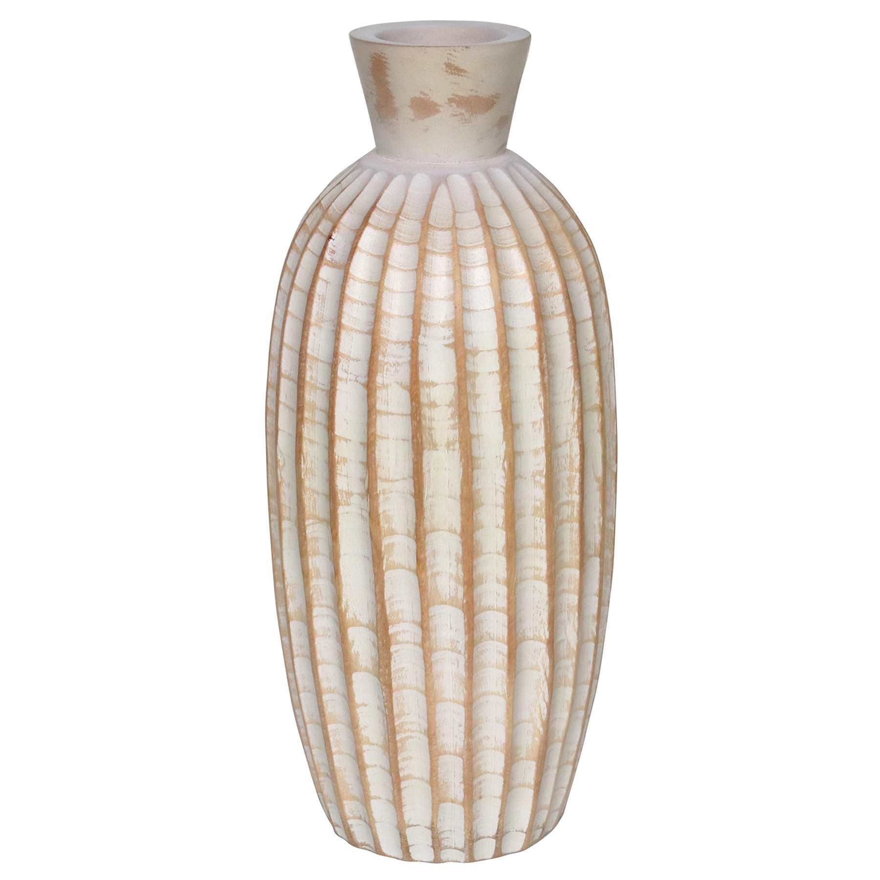 Found & Fable Whitewash Carved Vase, 14"