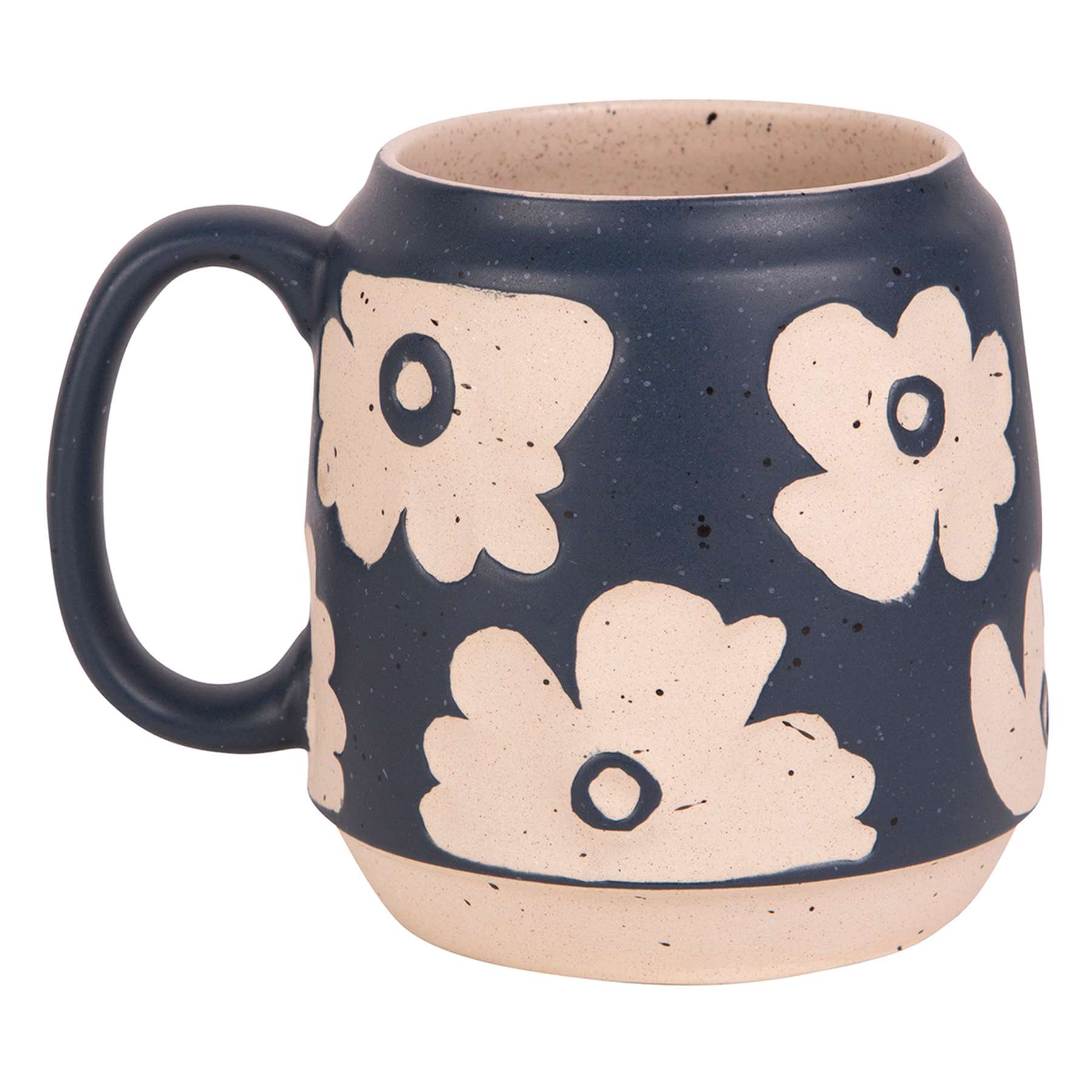 Blue Mug with Flowers, 20oz