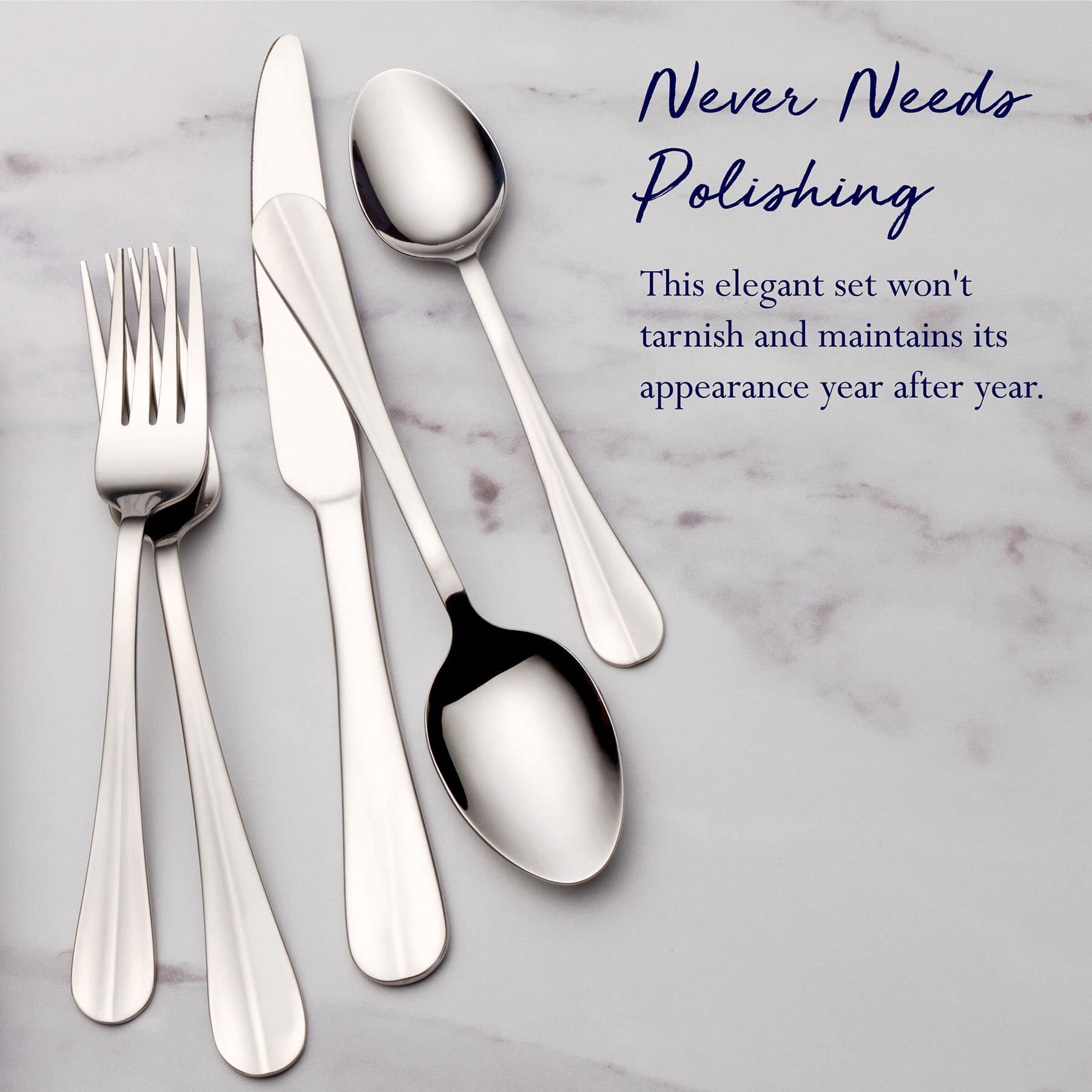53-Piece Simplicity Flatware Set, Silver
