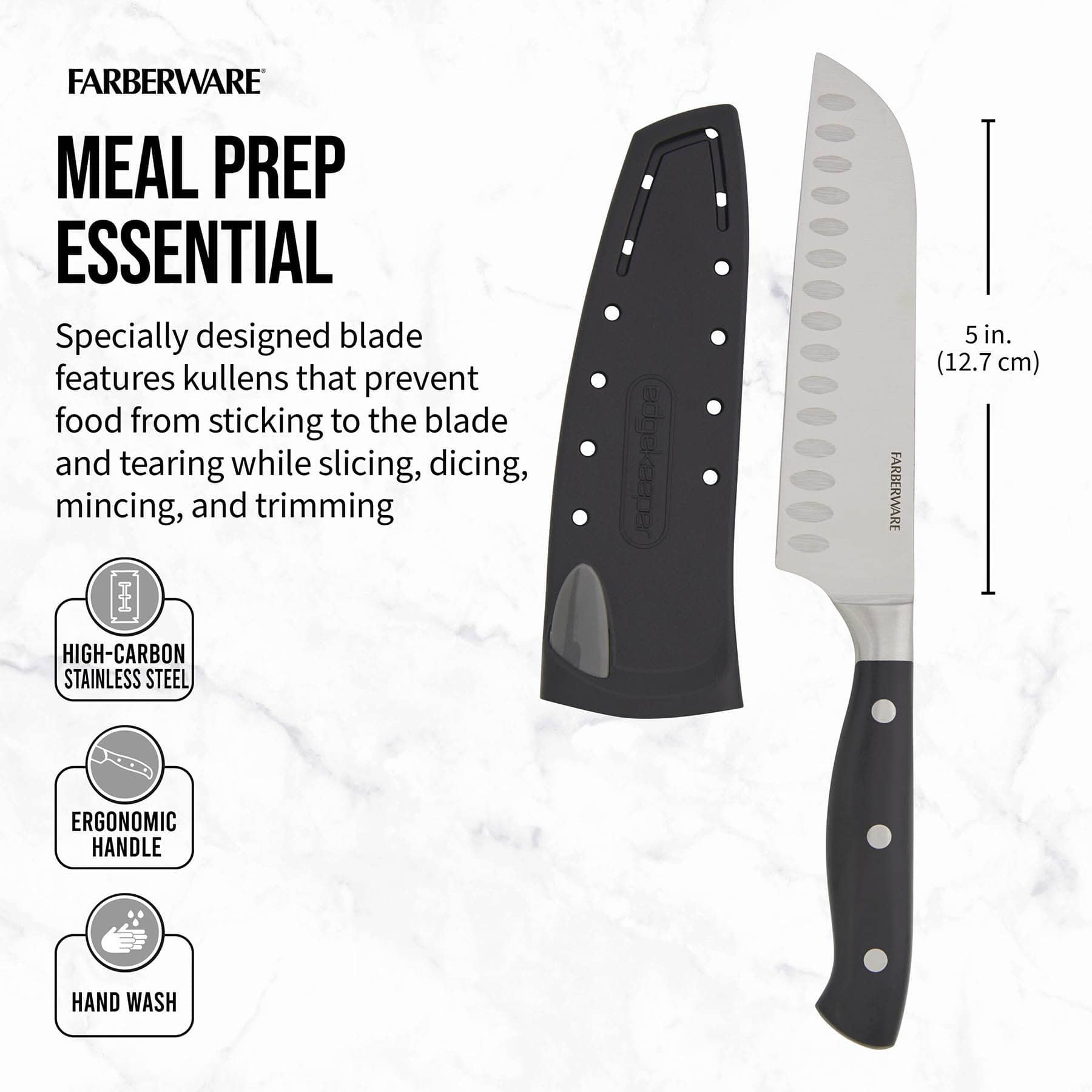 Farberware Edgekeeper Black Santoku Knife, 5"
