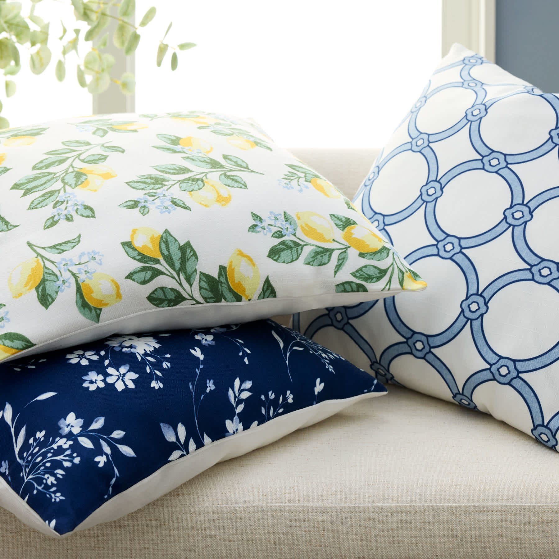 Providence Lemon Print Throw Pillow, 18"