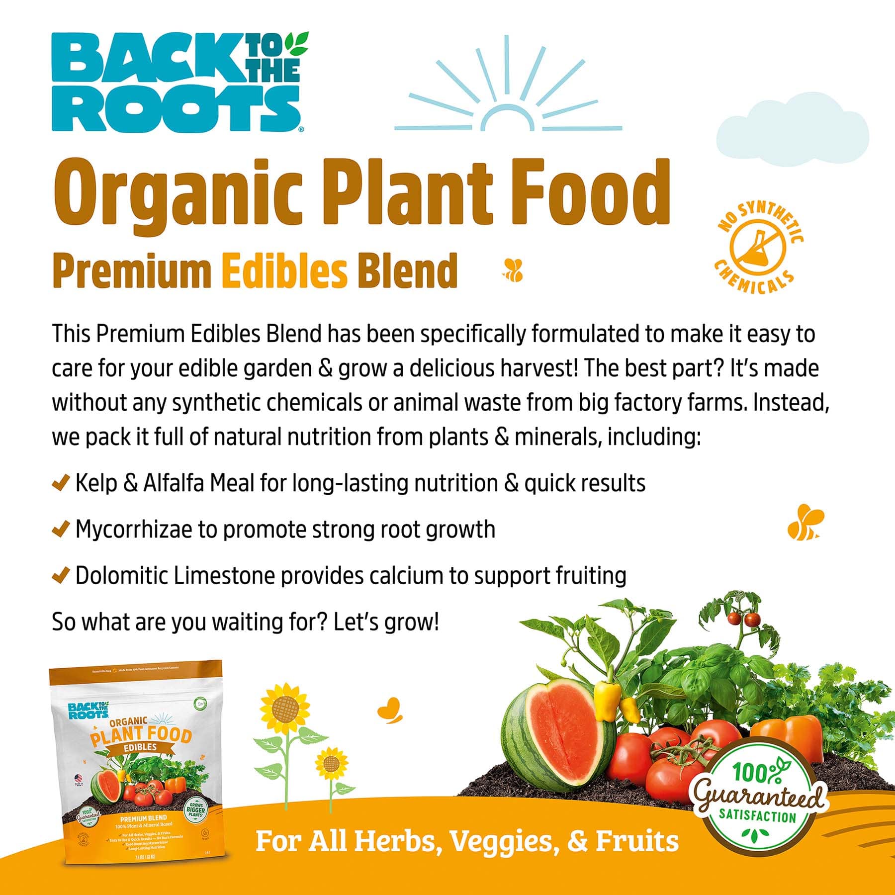 Back to Roots Organic Edible Plant Food, 1.5lb