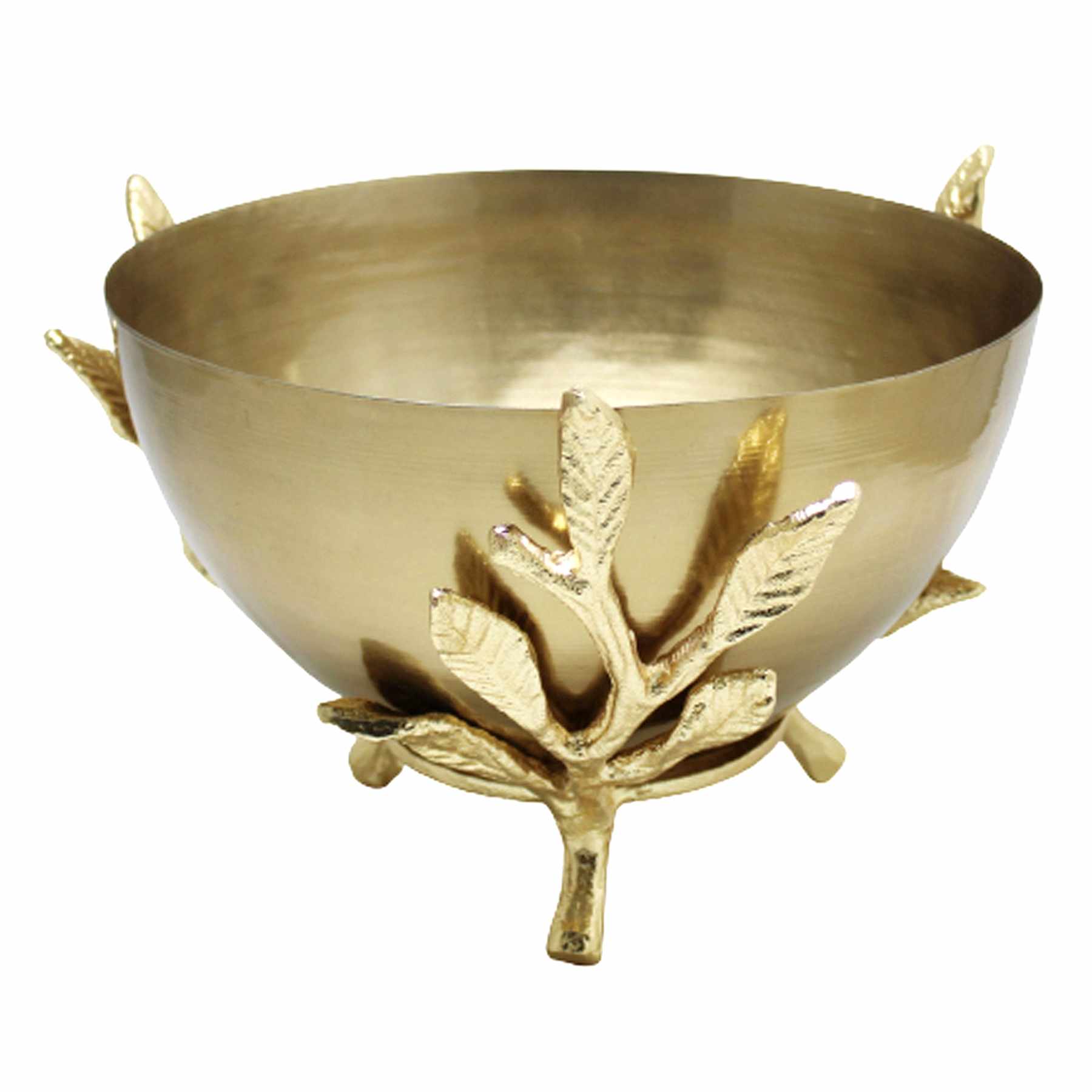 Providence Gold Metal Bowl with Leaf Stand, 7"