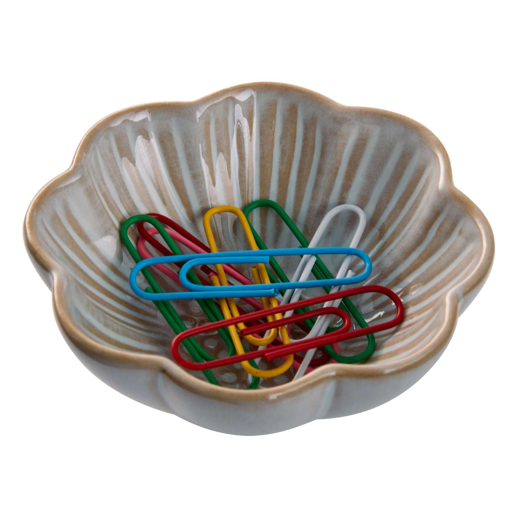 Honeybloom White Ceramic Flower Trinket Bowl, 4x2