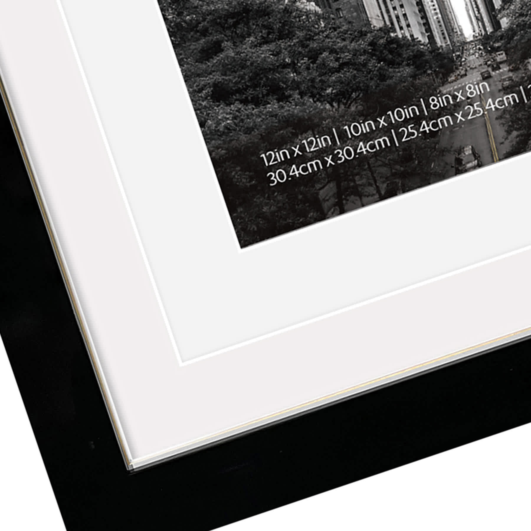 12x12 Black Wide Matted to 10x10 & 8x8 Wall Frame