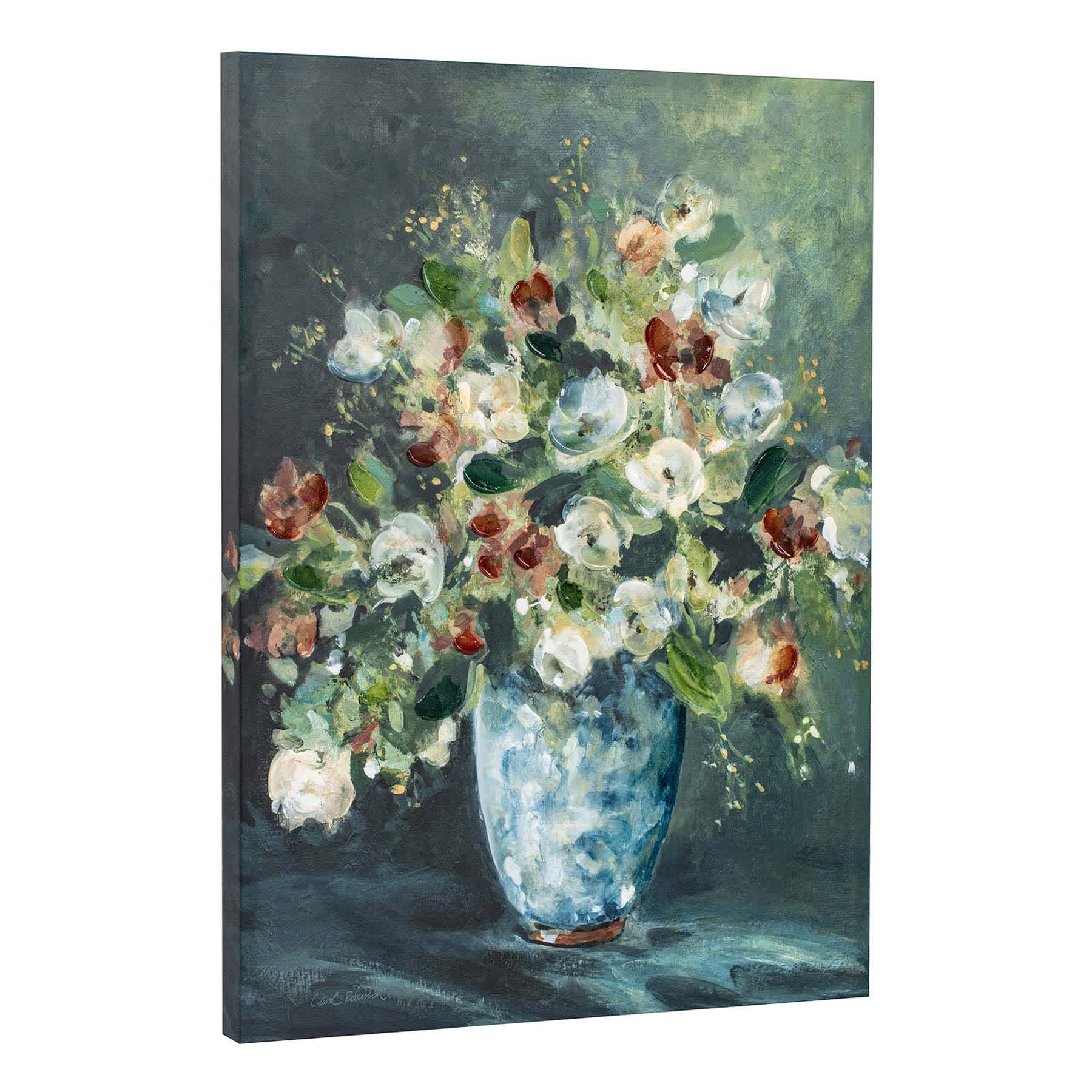 Green Floral Canvas Wall Art, 24x32