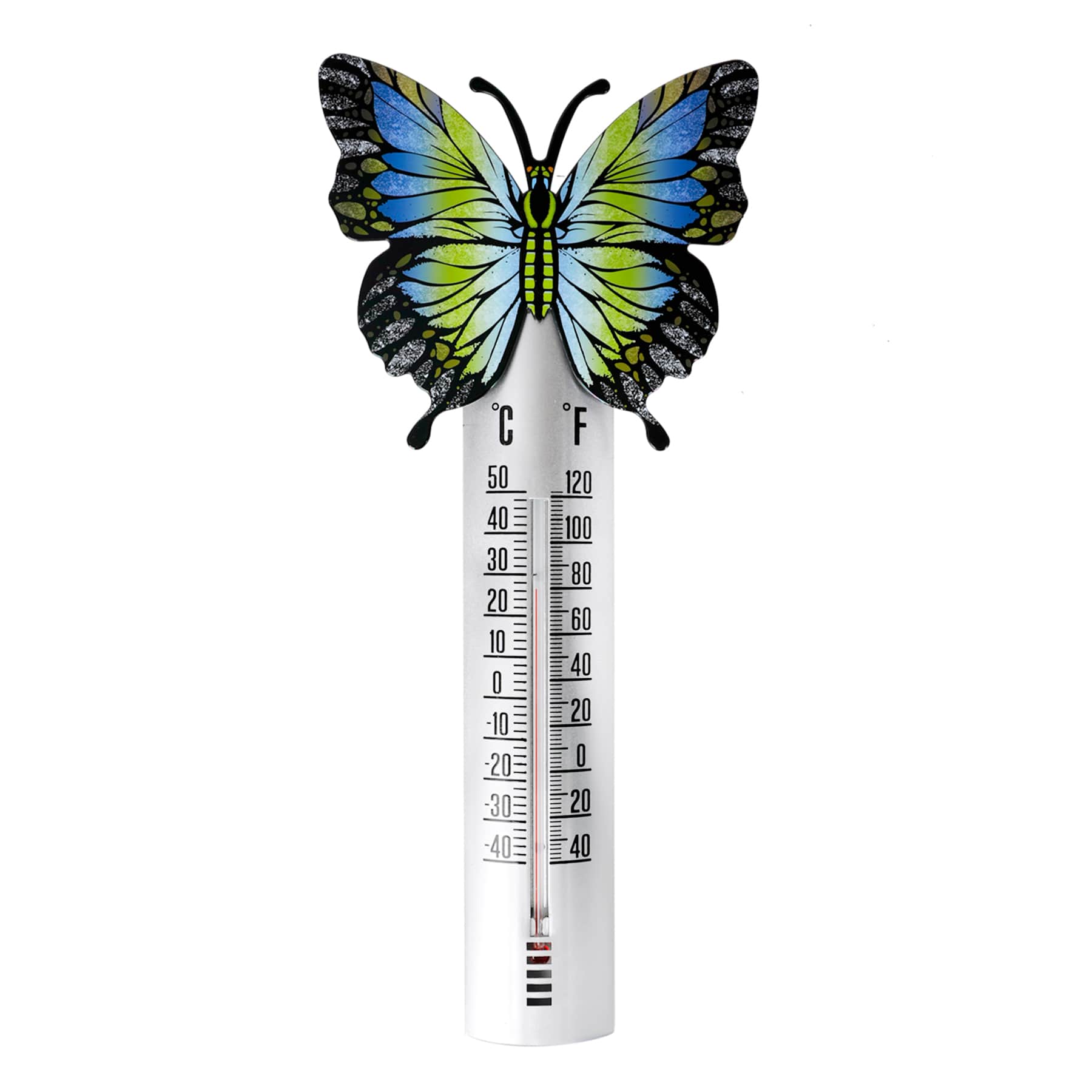 Green Butterfly Garden Thermometer, 13x6