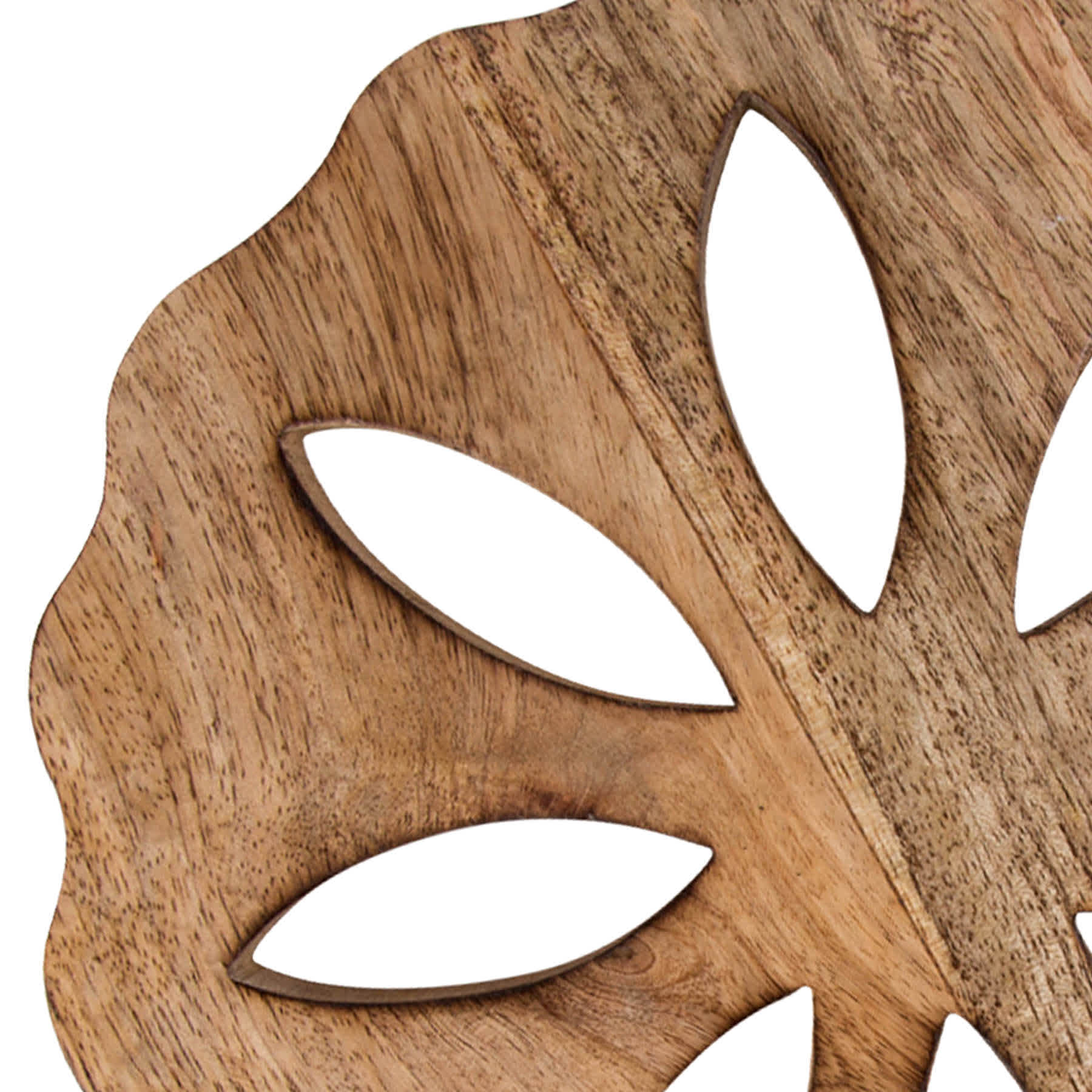 Flower Design Scalloped Wood Trivet, 9"