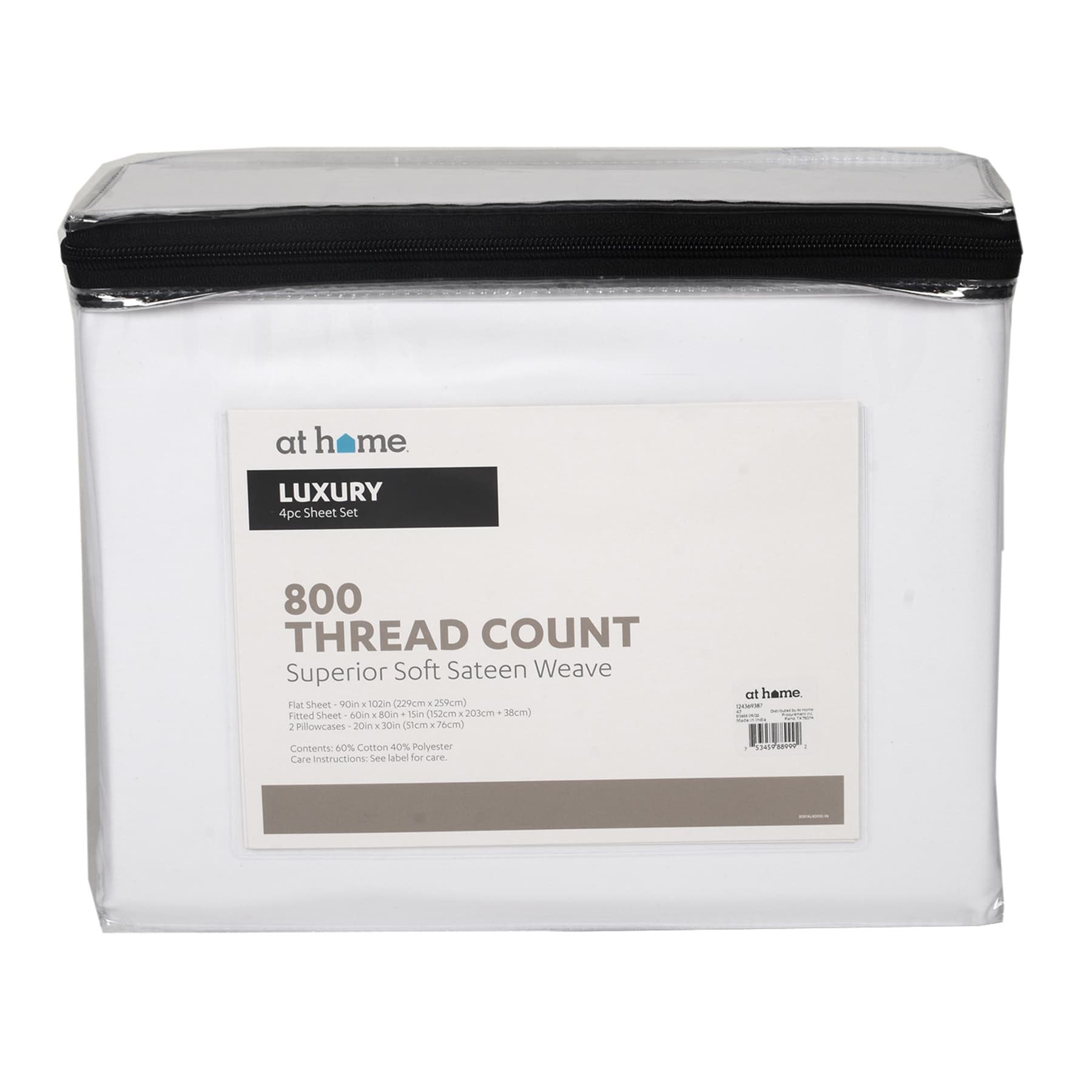4-Piece White 800 Thread Count Luxury Sheet Set, Queen