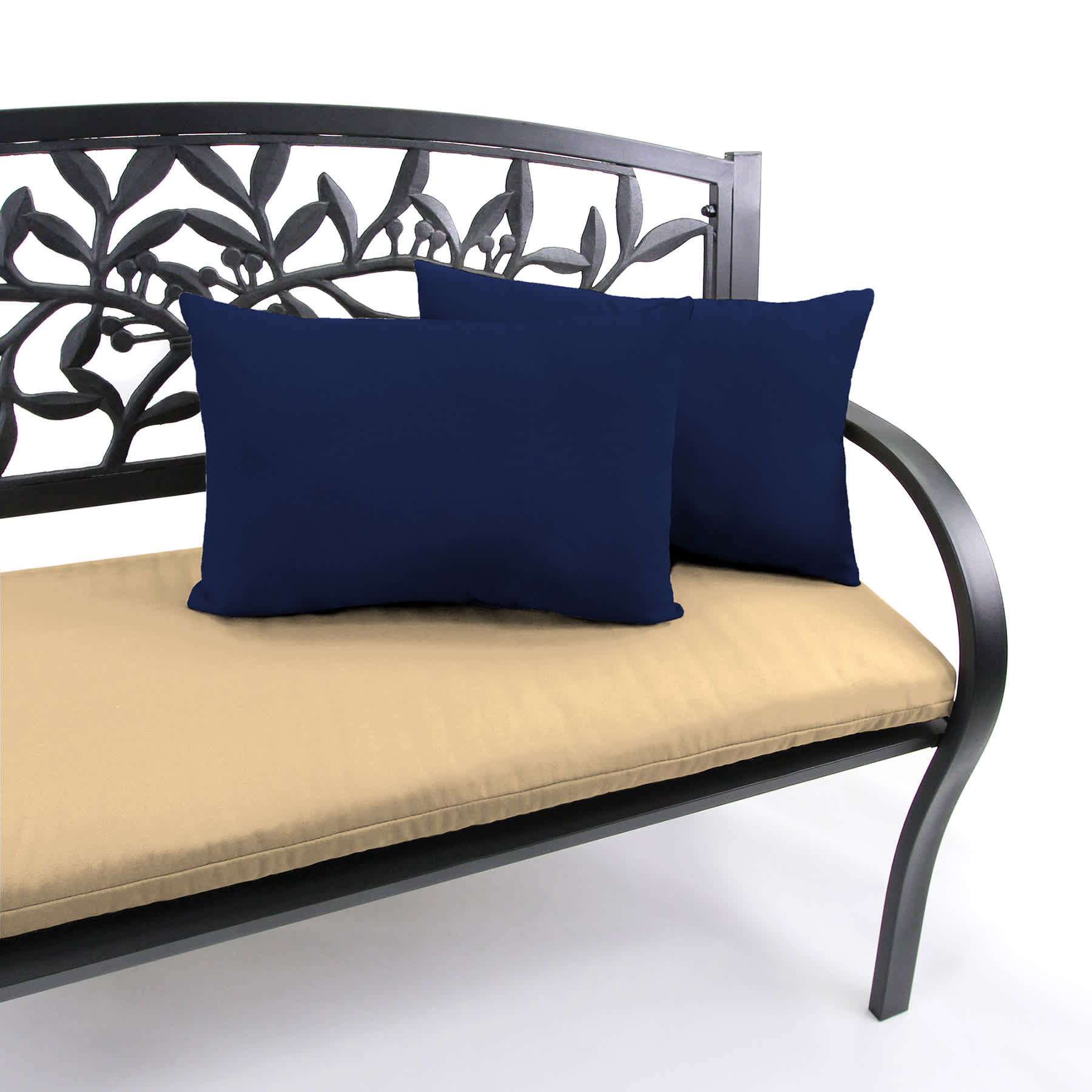 Navy Blue Canvas Lumbar Outdoor Throw Pillow, 14x20