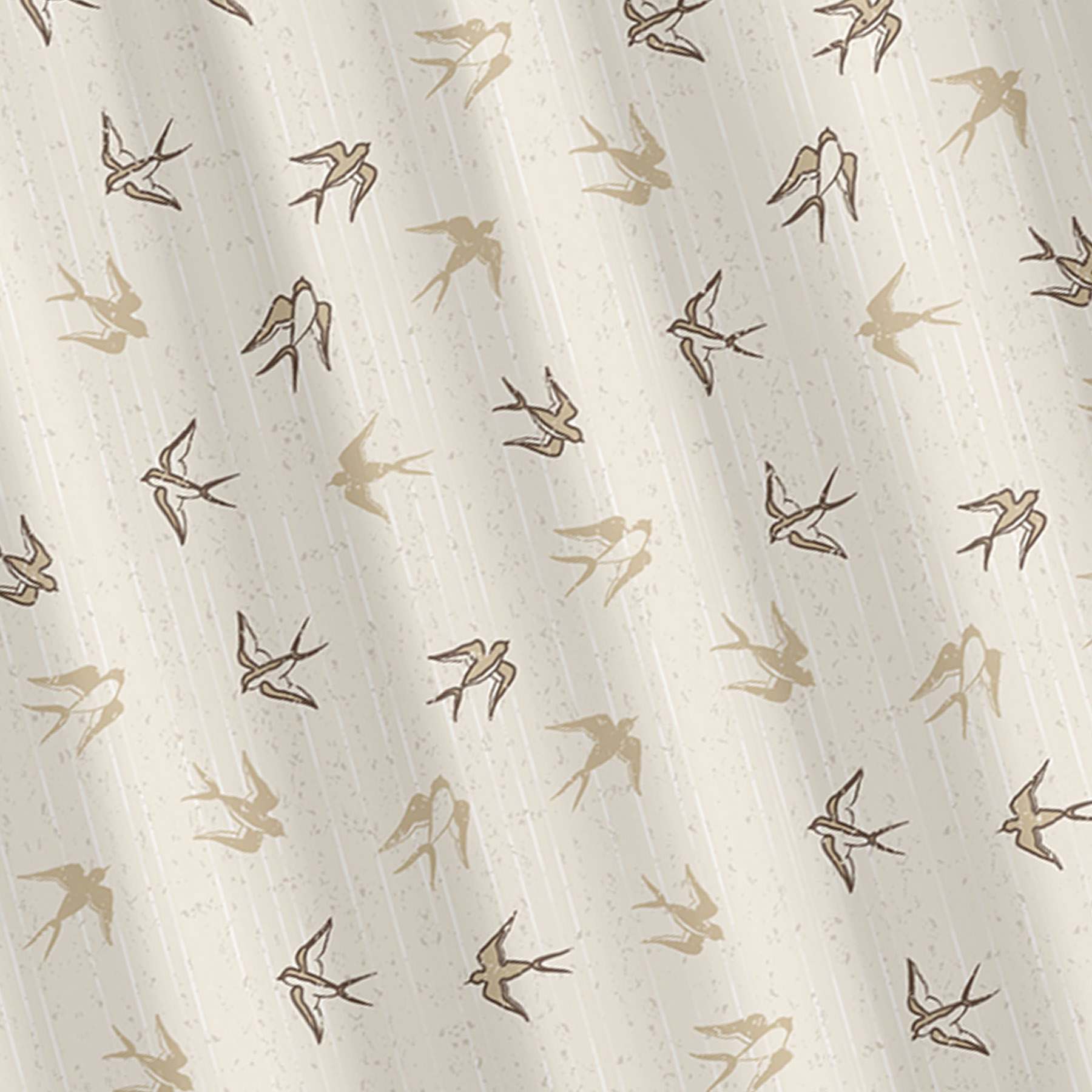 Honeybloom Ivory Swallows Printed Shower Curtain, 72"