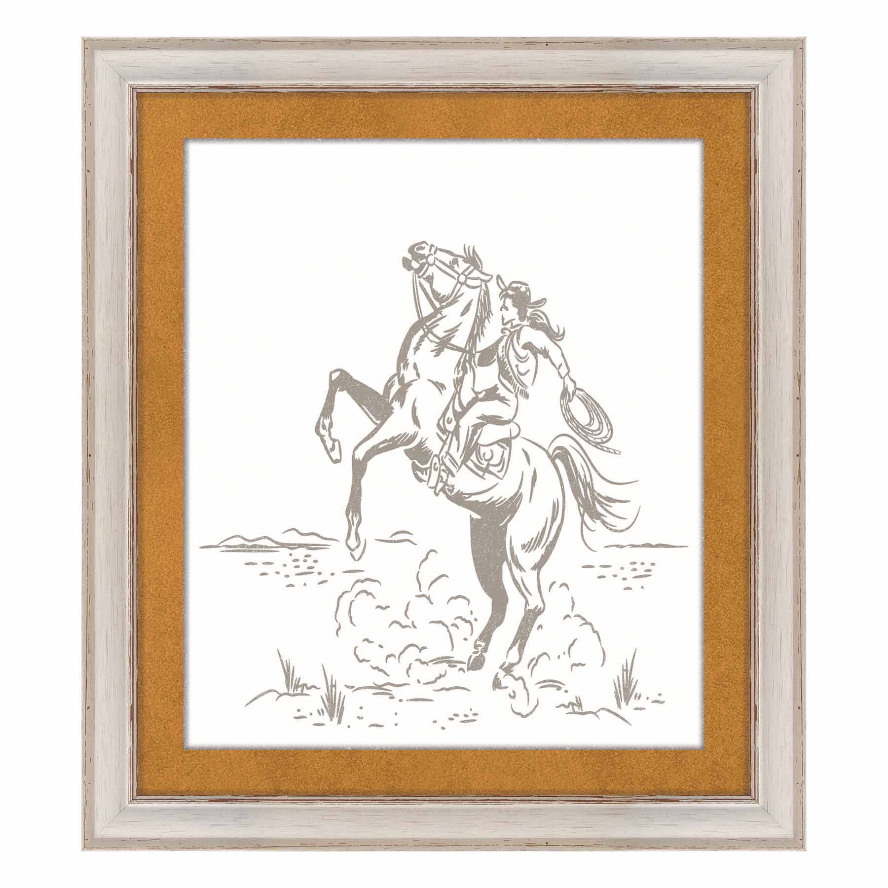 Cowgirl on Horse Framed Wall Art, 16x18