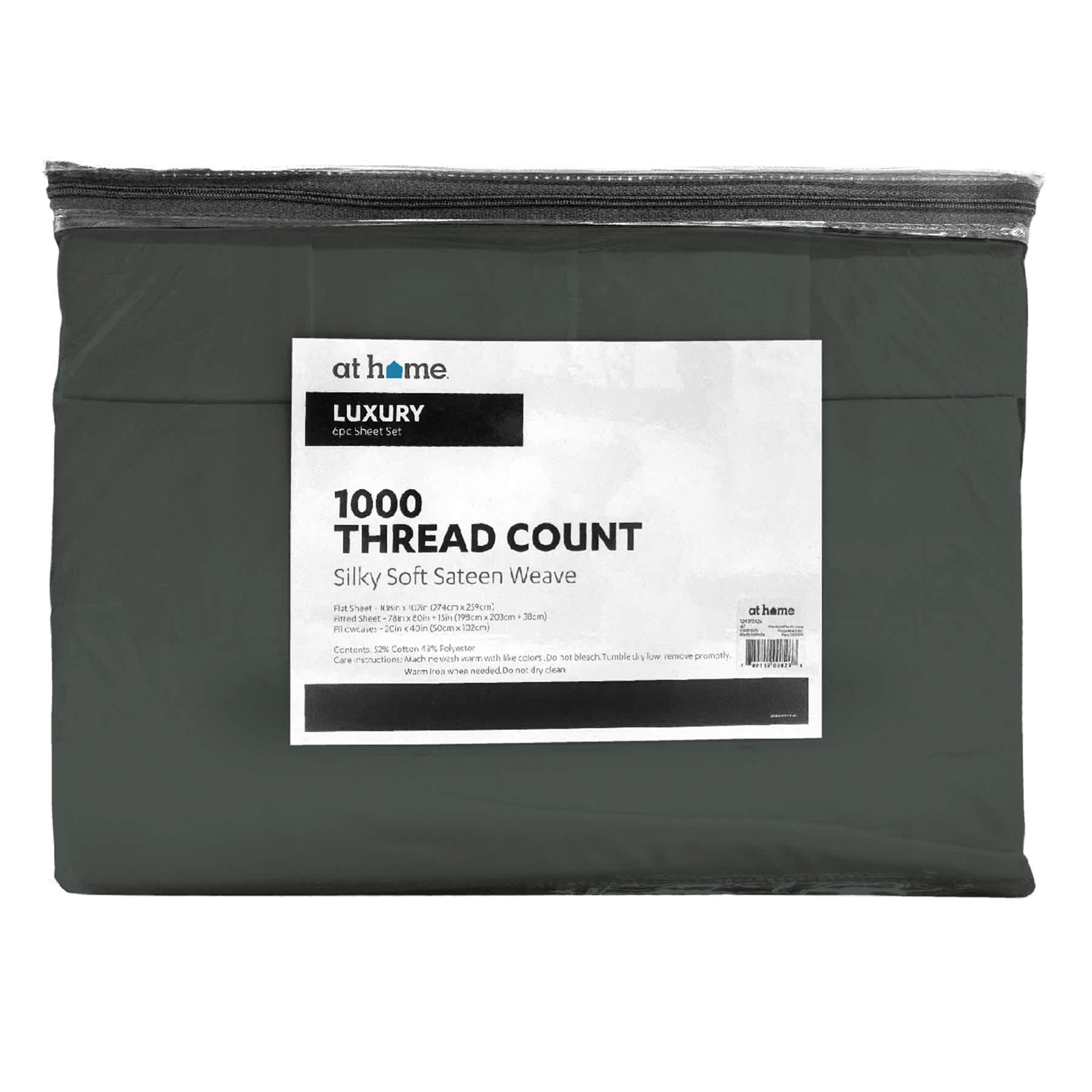 6-Piece Charcoal Grey 1000 Thread Count Cotton Blend Sheet Set, King
