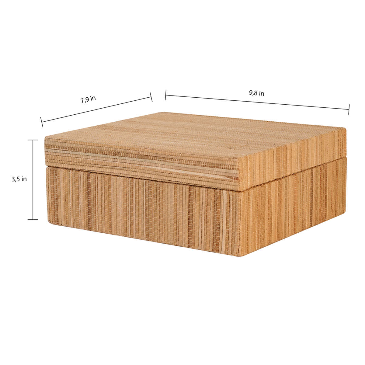 Medium Tan Woven Decorative Box, 10"