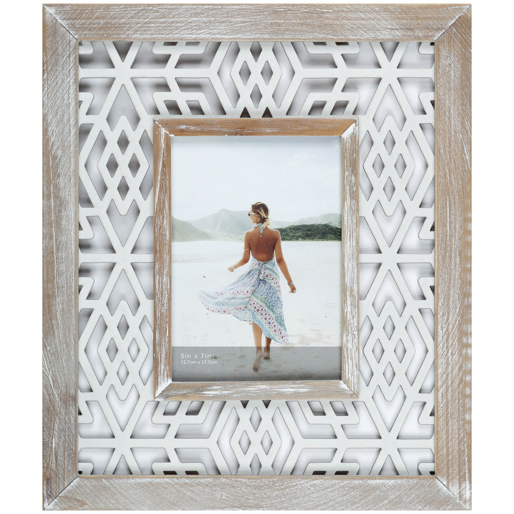 Natural Wash Outer Profile with White Openwork Inner Frame, 5x7
