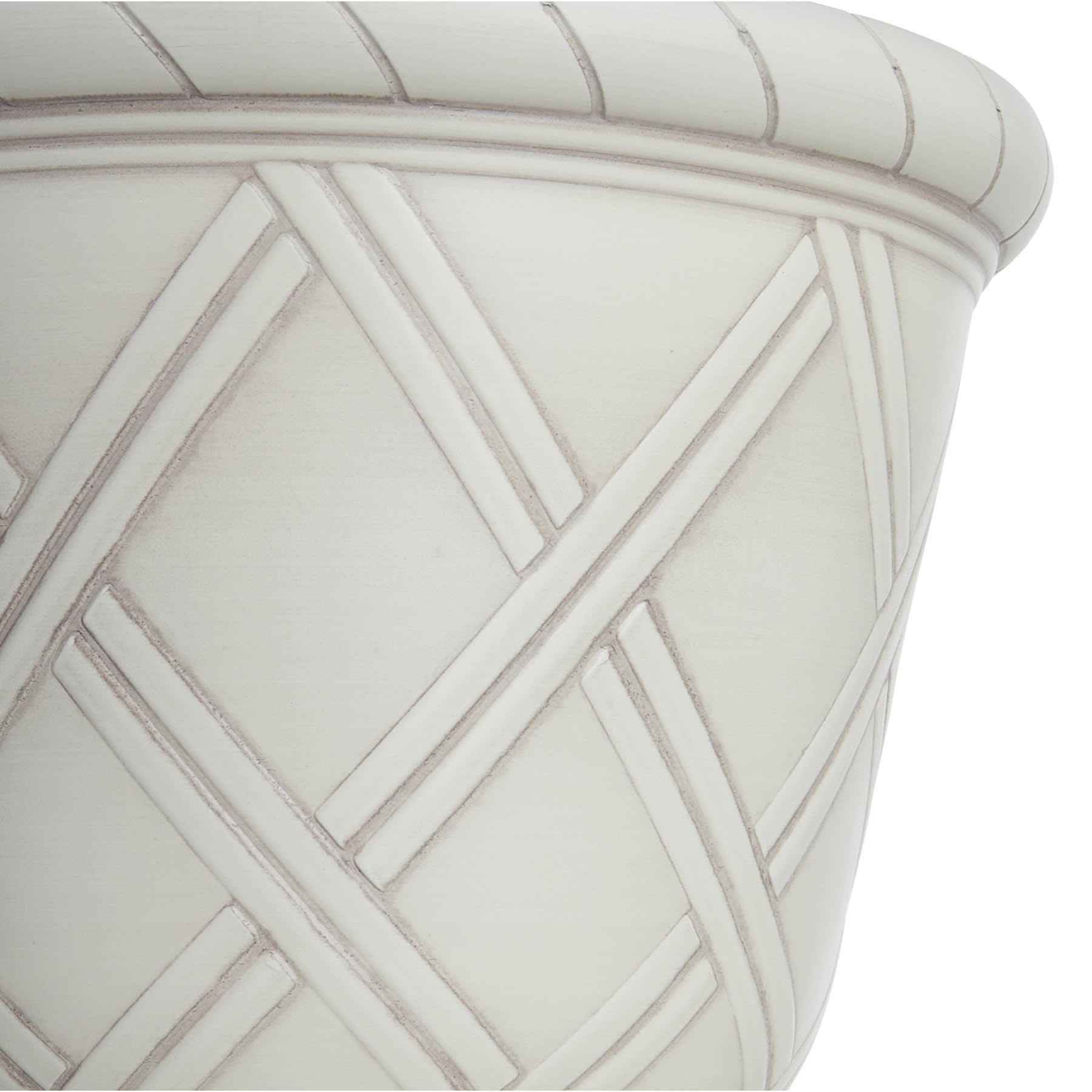 White Lattice Design Urn Outdoor Planter, 17"