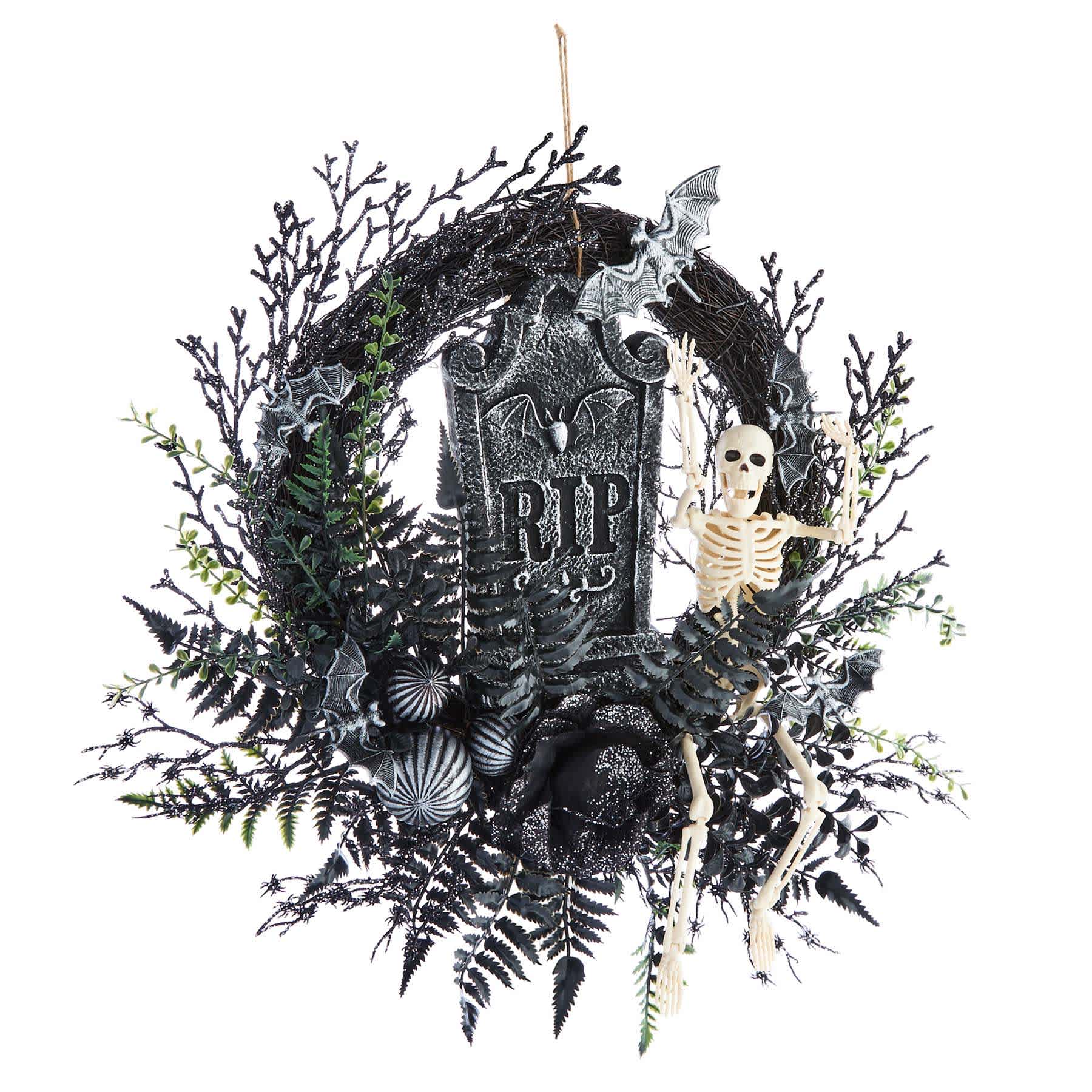 Skull Man Halloween Wreath, 24"