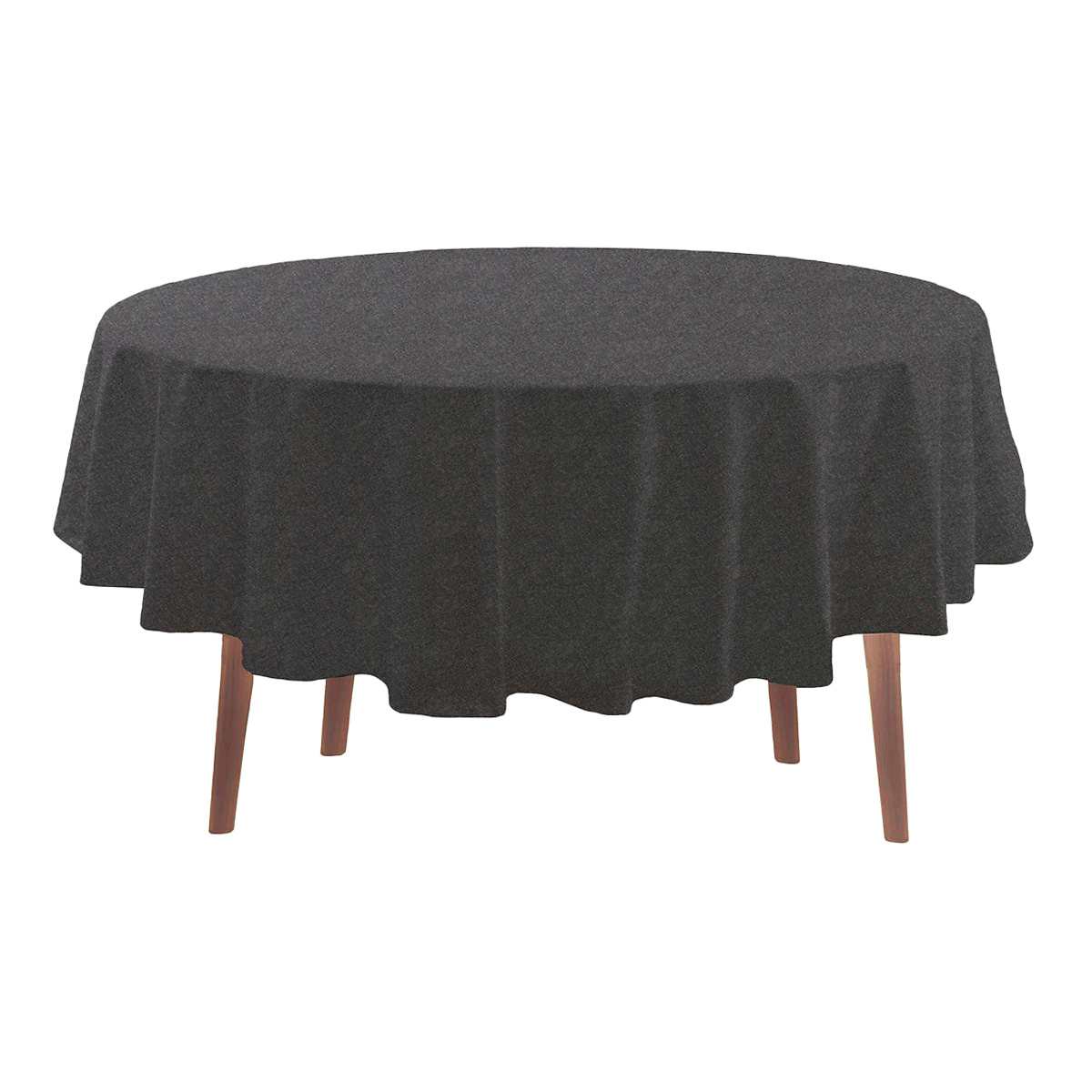 White Dobby with Black Windowpane Round Tablecloth, 70"