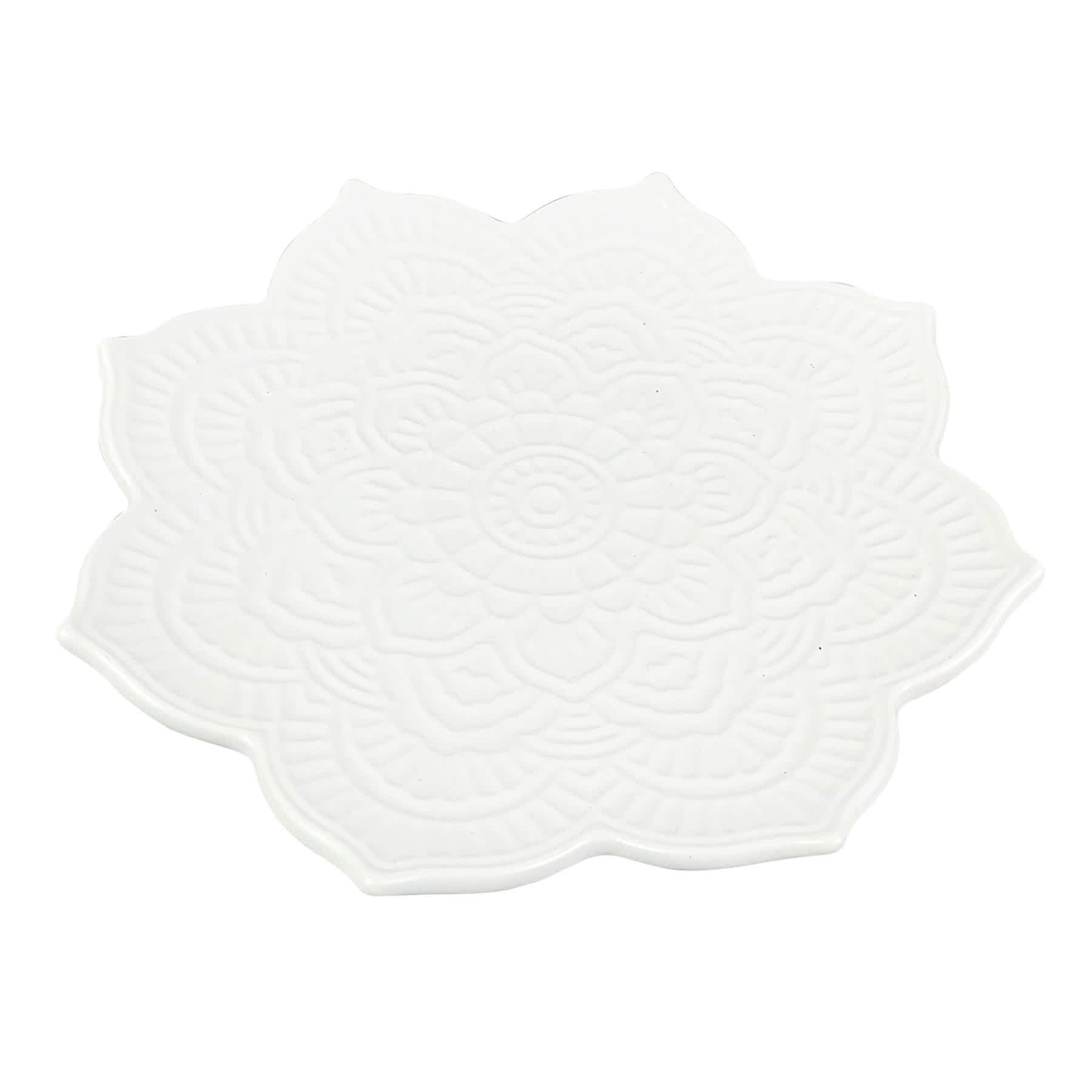 Found & Fable White Flower Ceramic Serving Tray, 9"