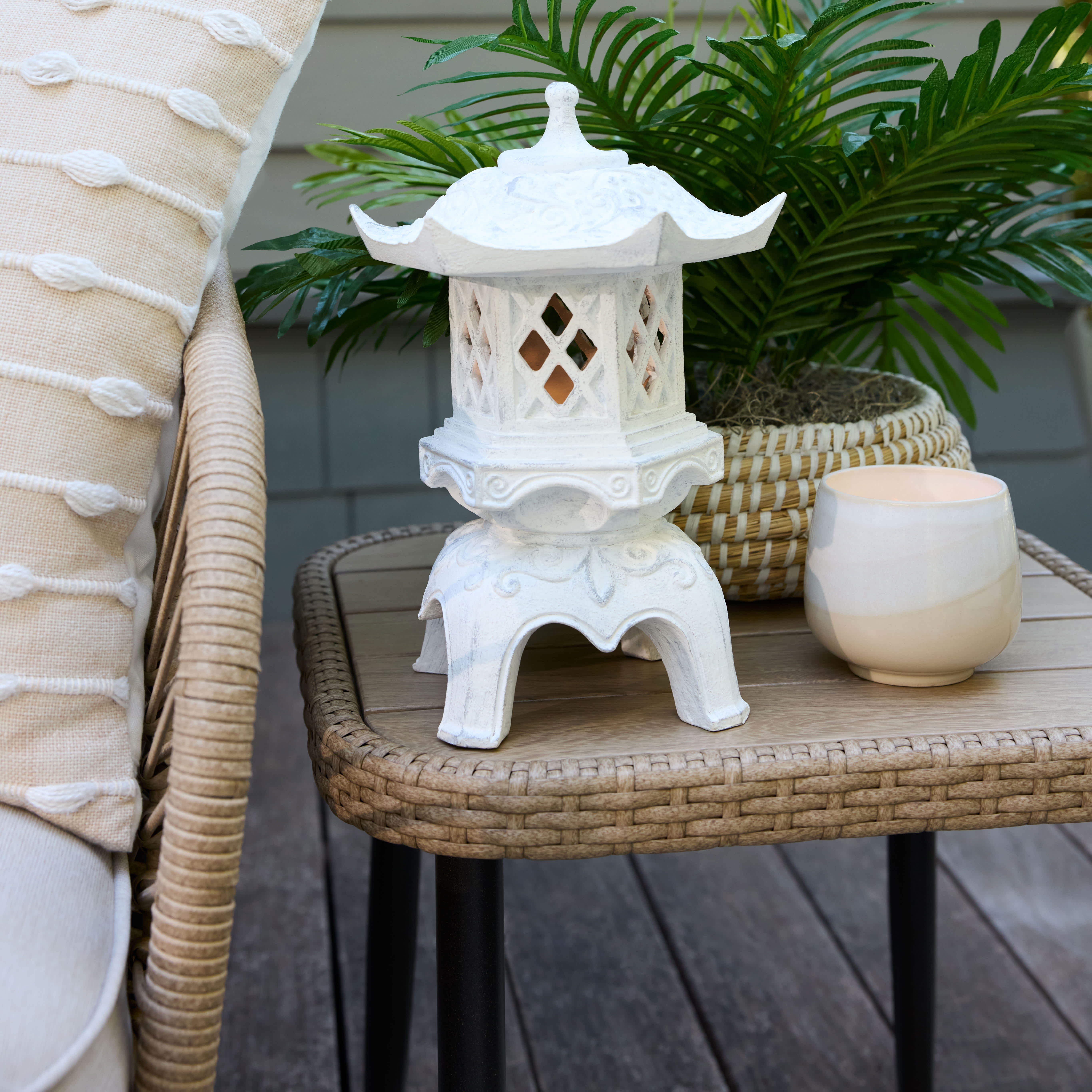 Paloma Patio Side Table with Rustic Grey Top