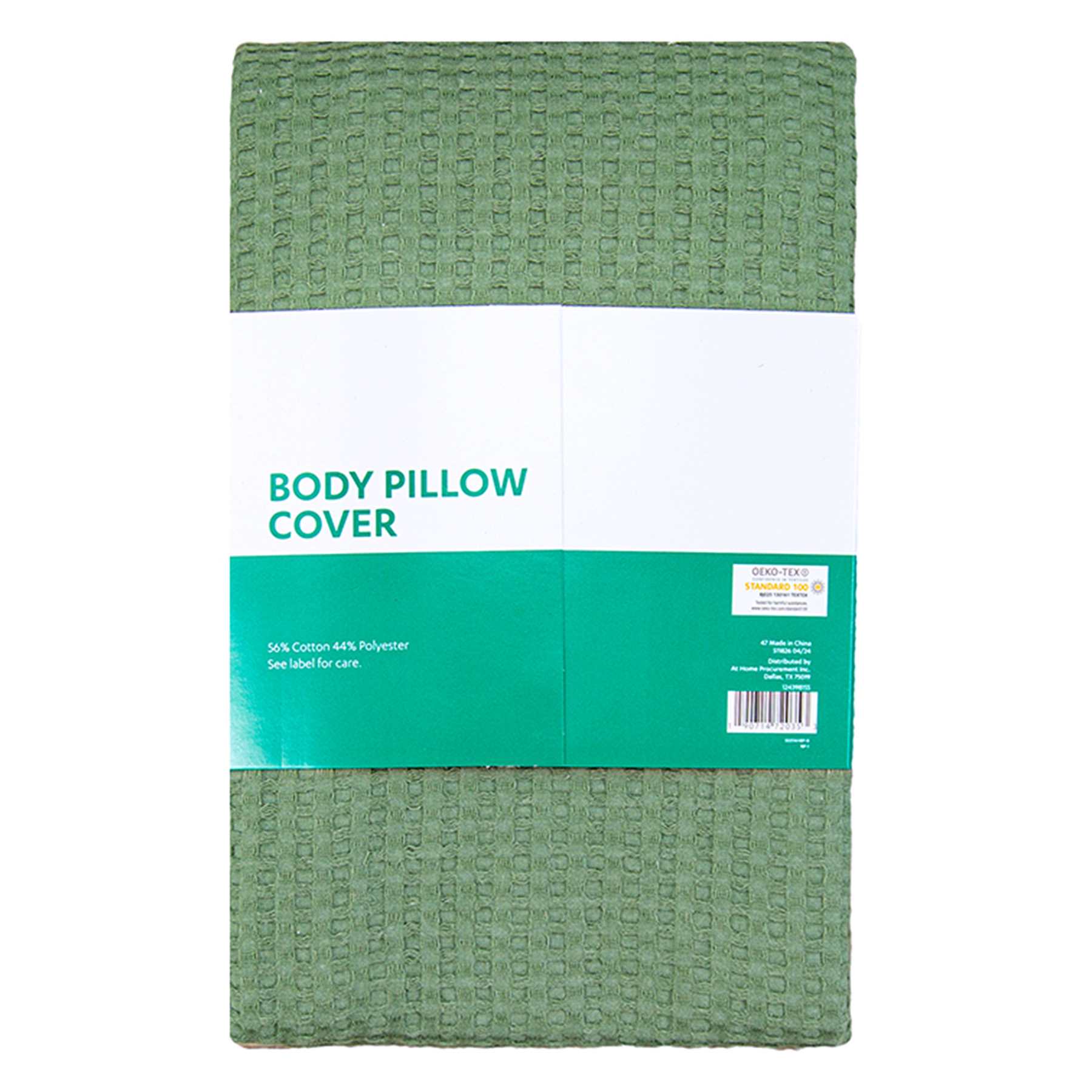 Green Waffle Body Pillow Cover, 20x54