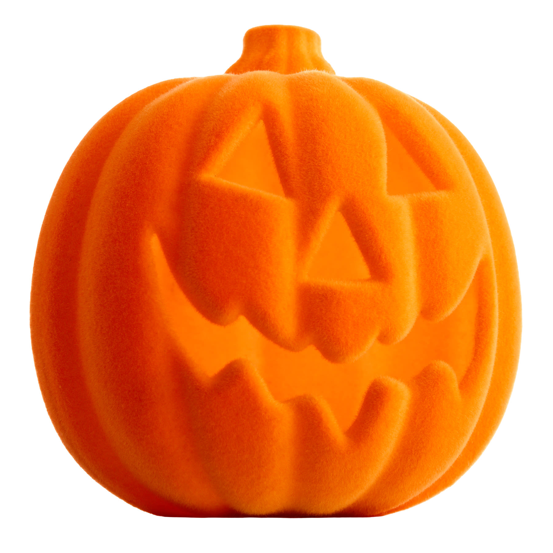 Hey Boo! Orange Flocked Pumpkin with Light, 5.5"