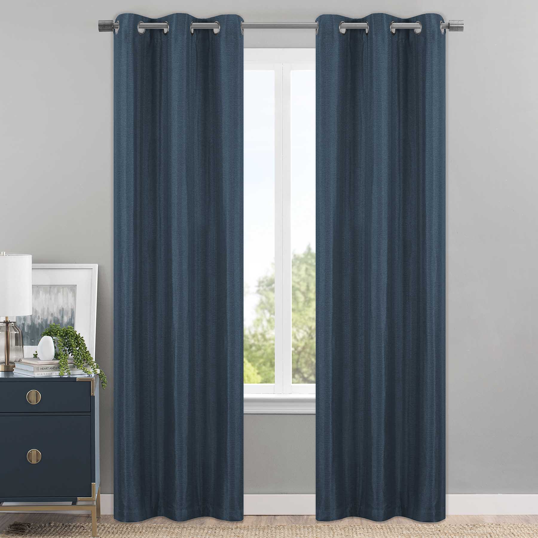 Honeybloom Sedgwick Navy Blue Blackout Curtain Panel, 95"