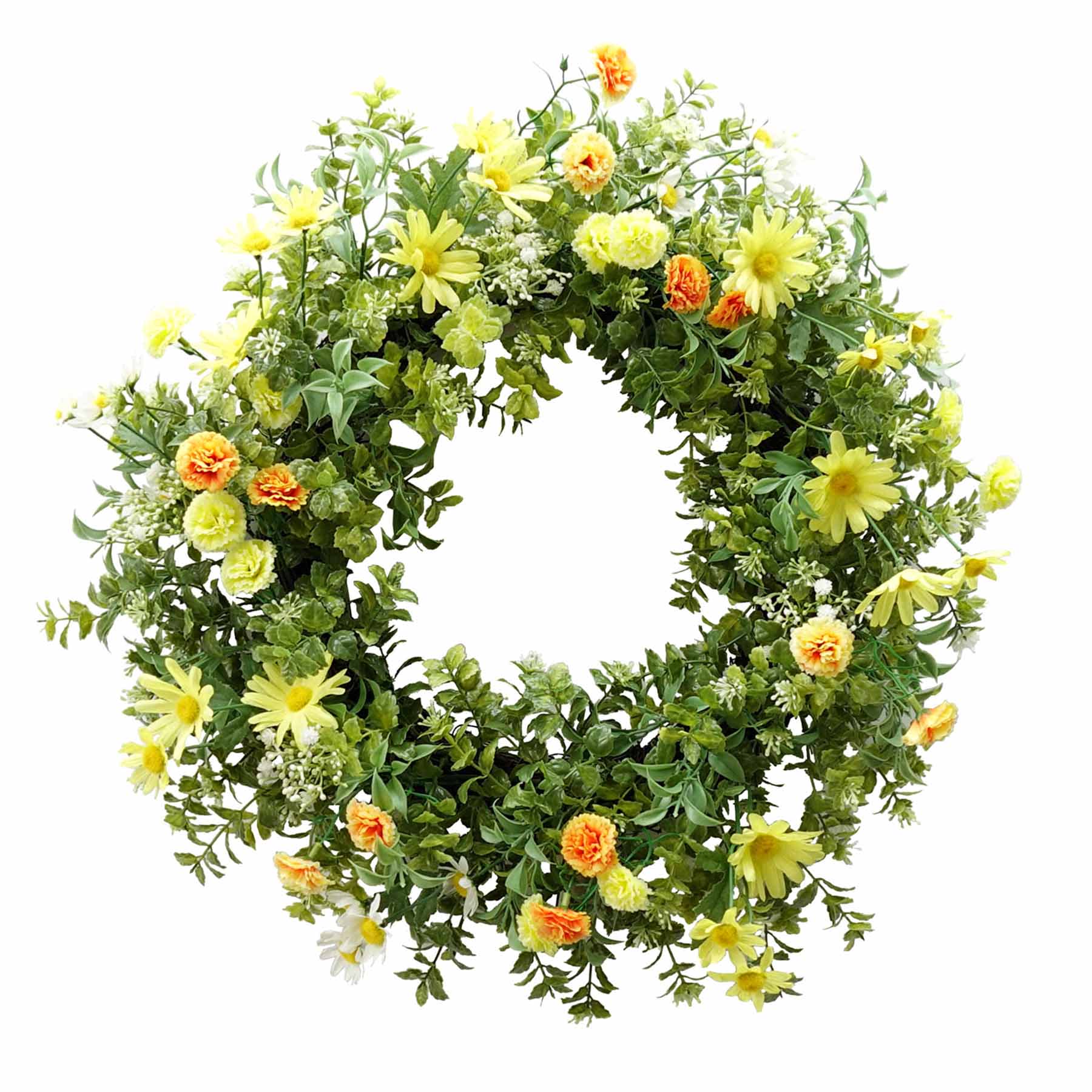 Yellow Wildflower Floral Wreath, 20"
