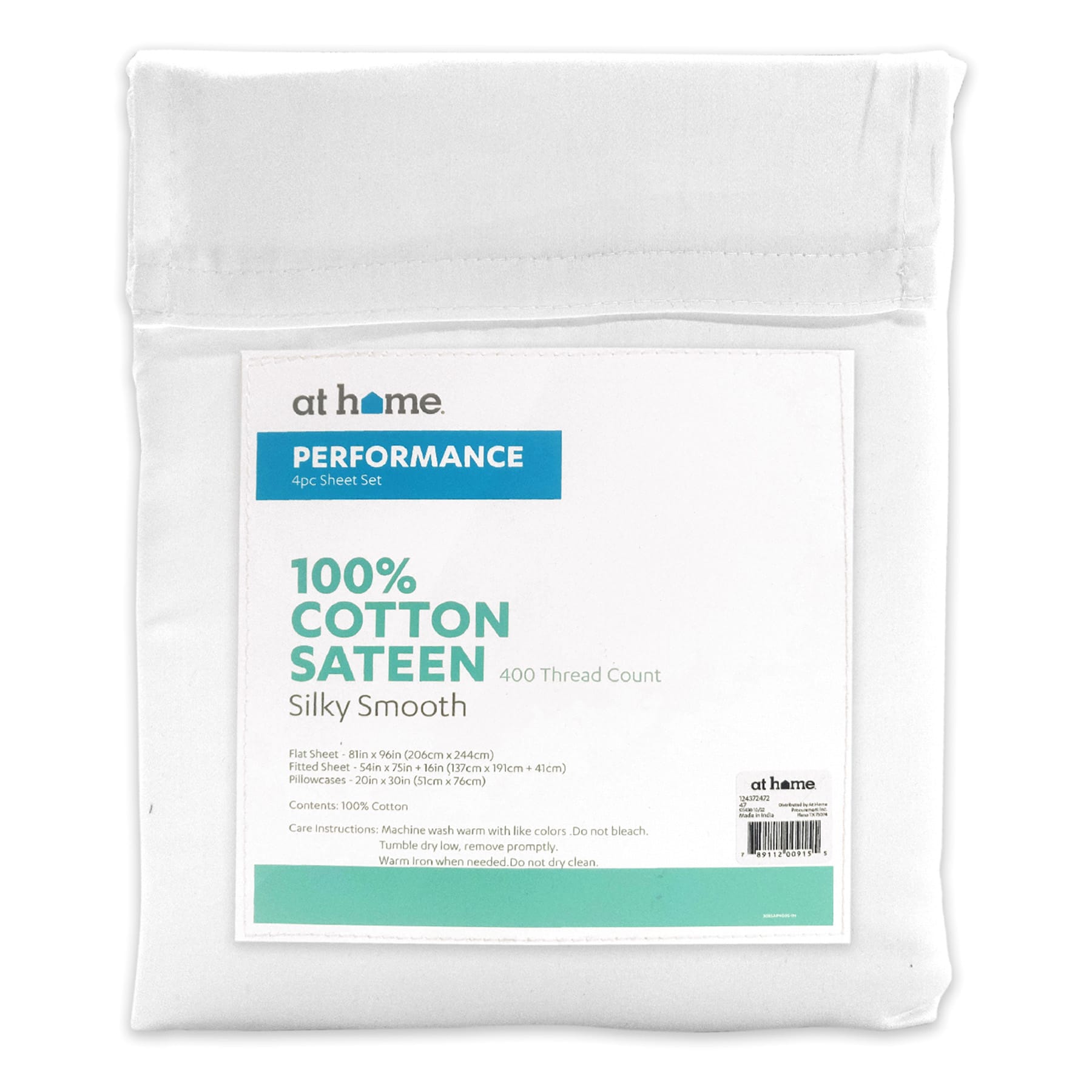 4-Piece White 400 Thread Count Cotton Performance Sheet Set, Full
