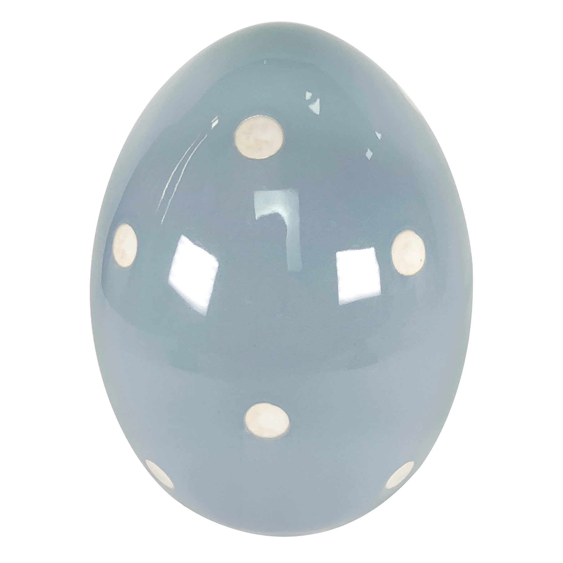 Homespun Easter Blue & White Polka Dot Ceramic Egg, 7"