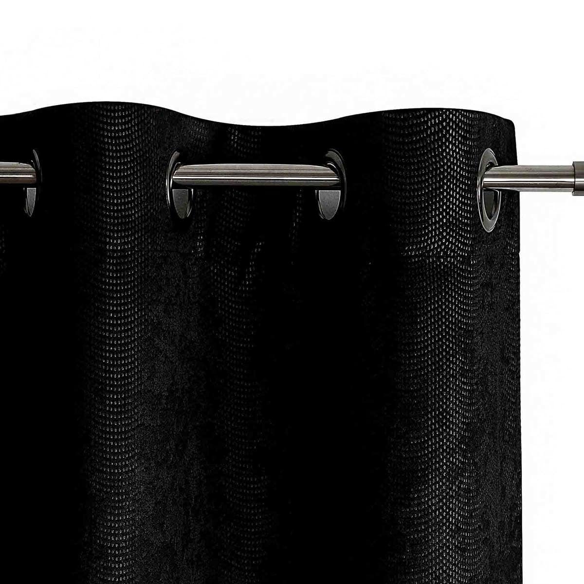 Barnes Black Textured Grommet Curtain Panel, 84"