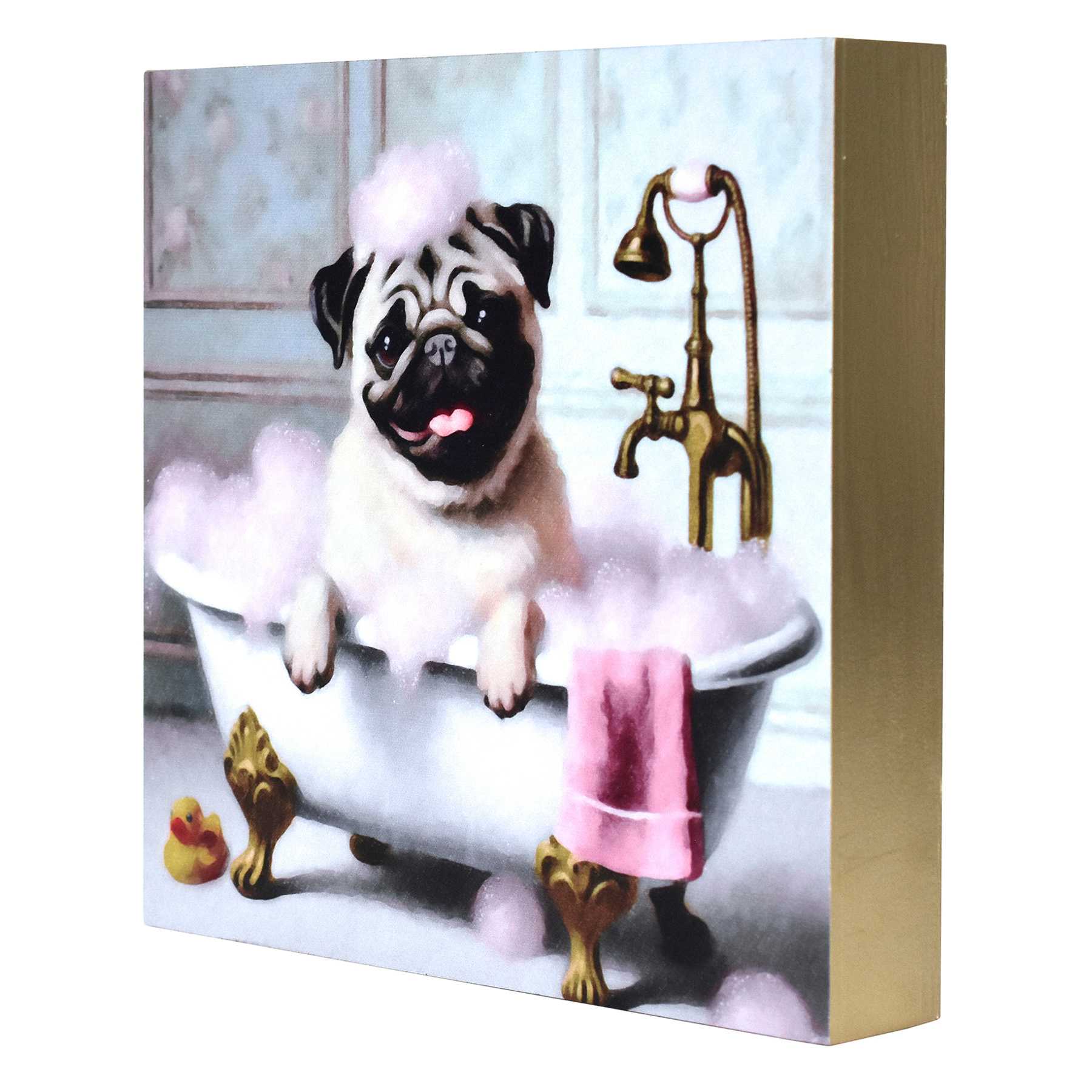 Pug In Tub Table Art, 8x1.5x8