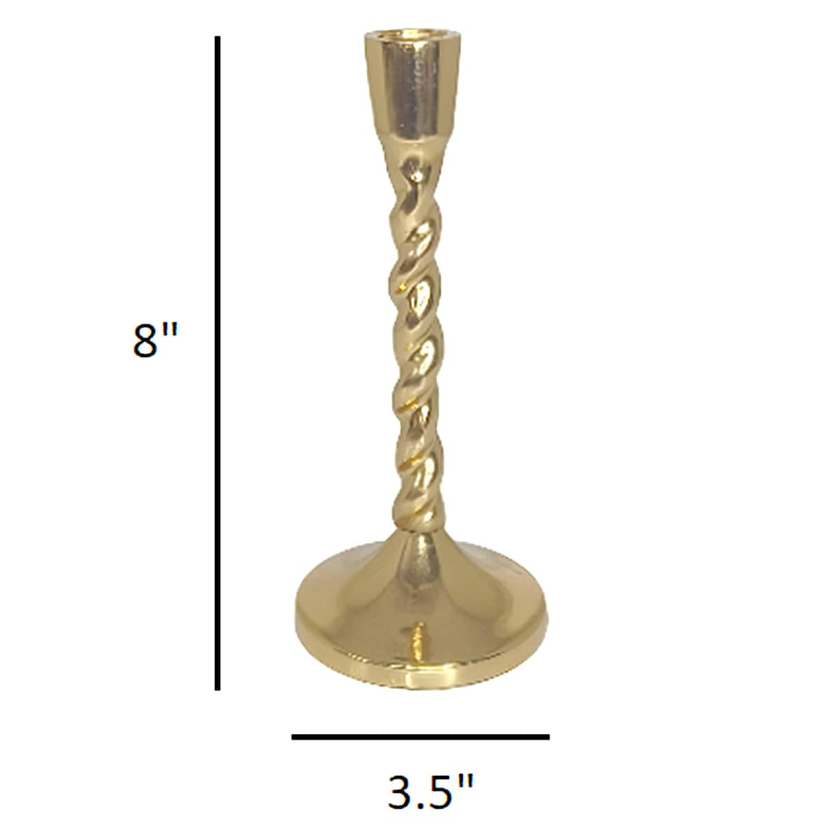 Twisted Gold Taper Candle Holder, 8"