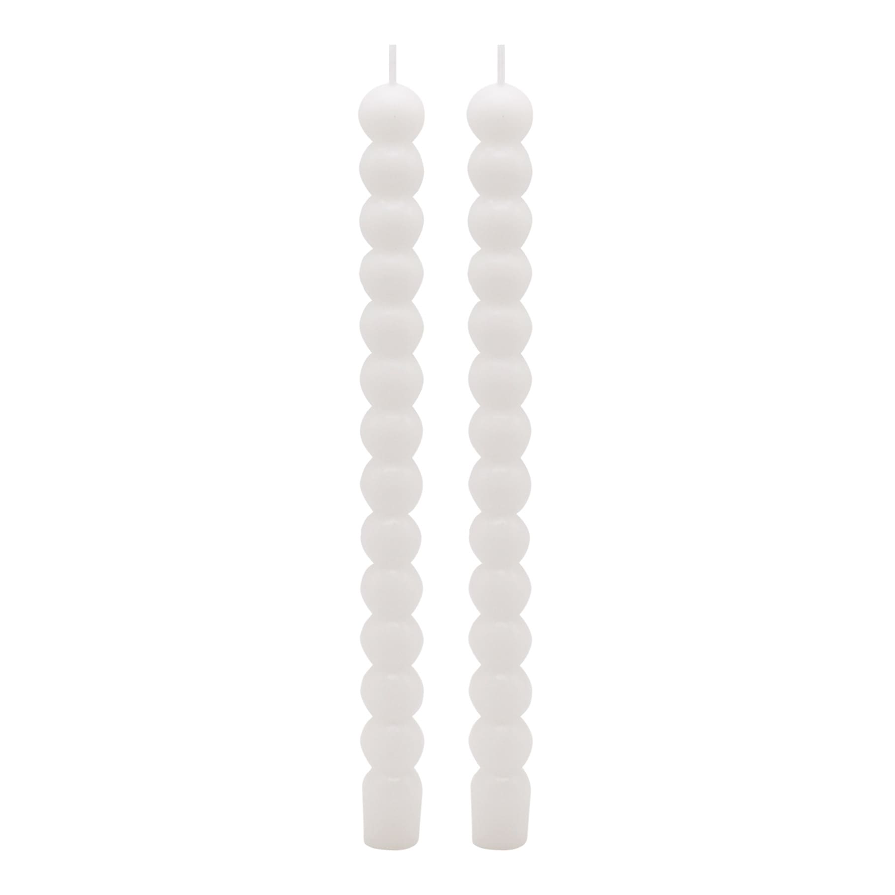 2-Pack White Bubble Taper Candles, 10"