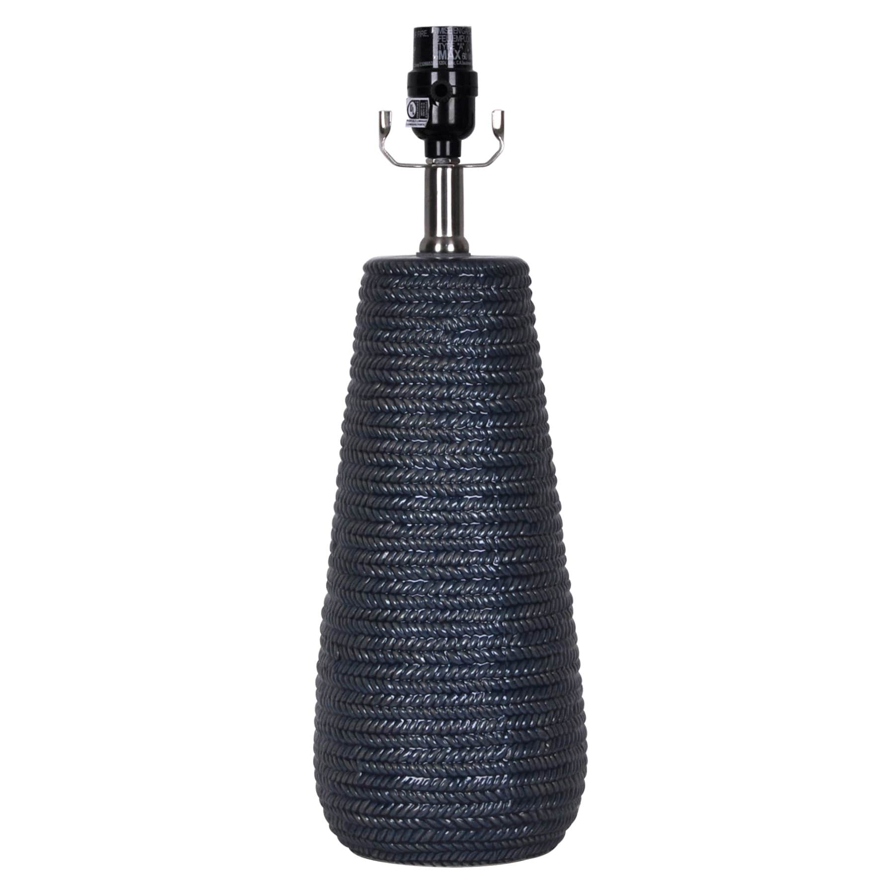 Ty Pennington Blue Braided Design Ceramic Medium Table Lamp Base, 17.5"