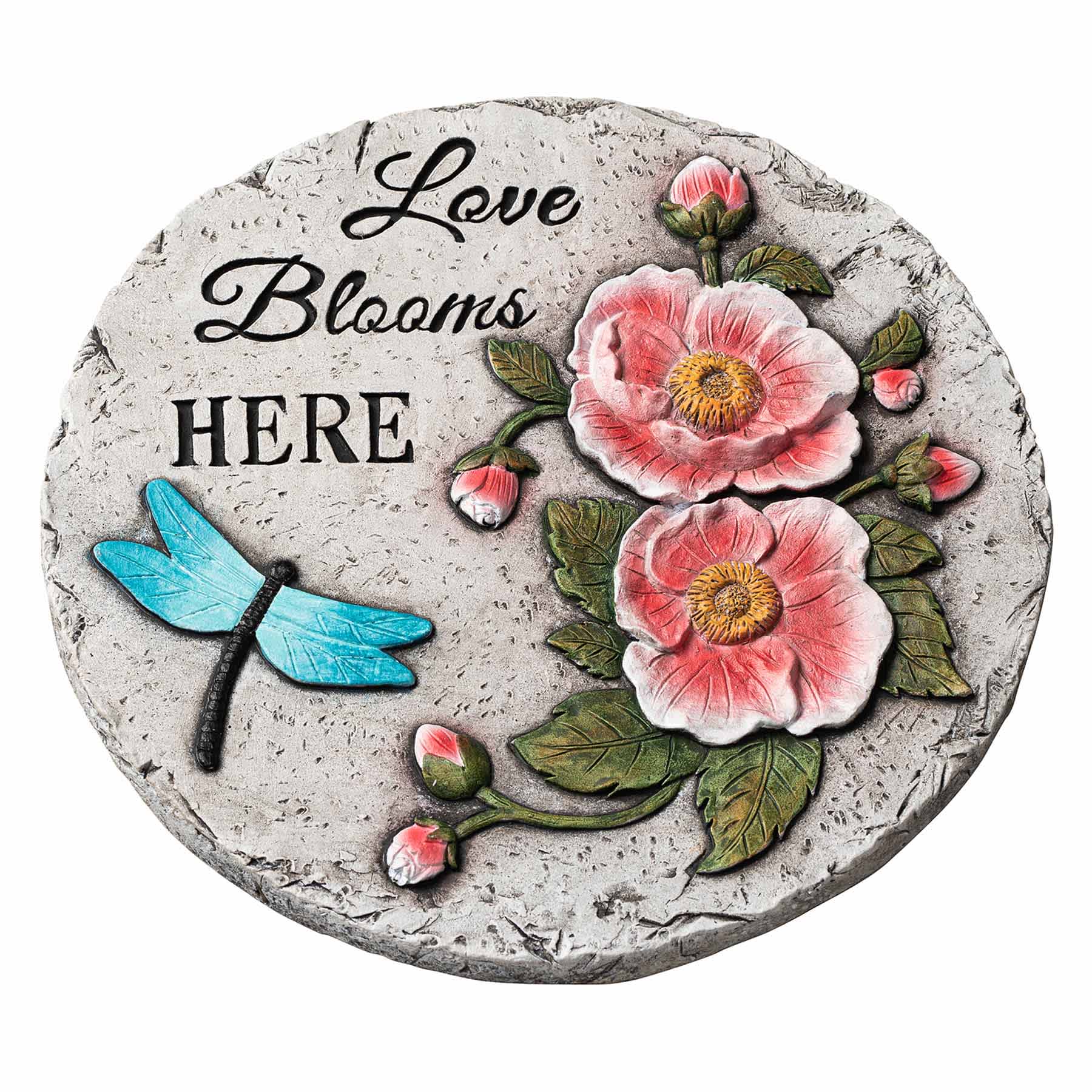 Dragonfly Flower Outdoor Stepping Stone, 10"