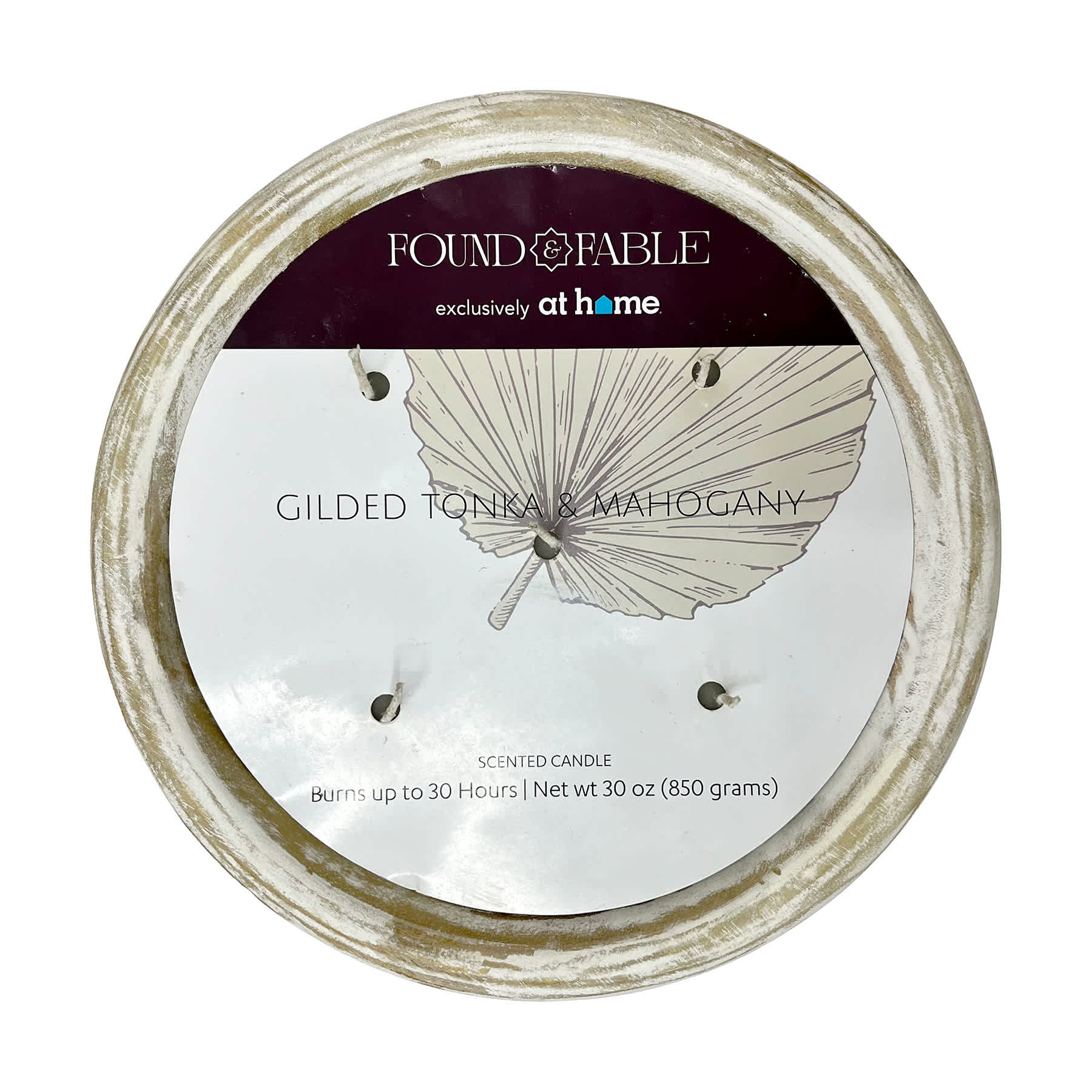 Found & Fable Gilded Tonka & Mahogany Scented Wooden Bowl Candle, 30oz