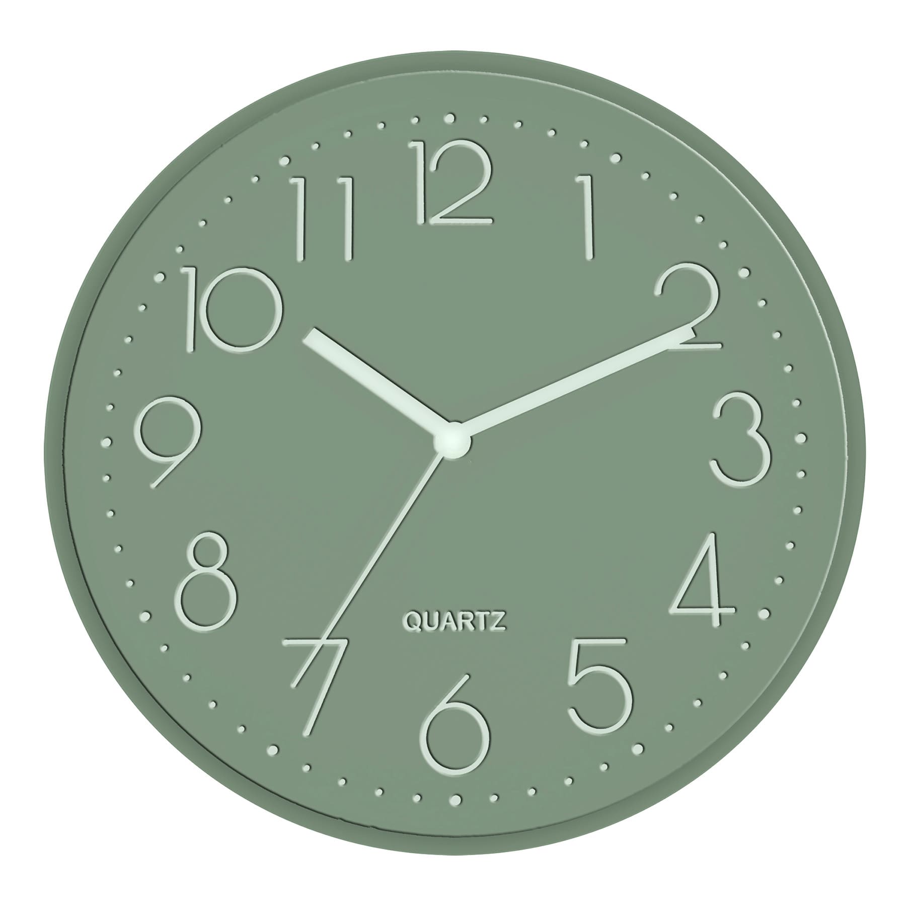 Monotone Green Wall Clock, 12"