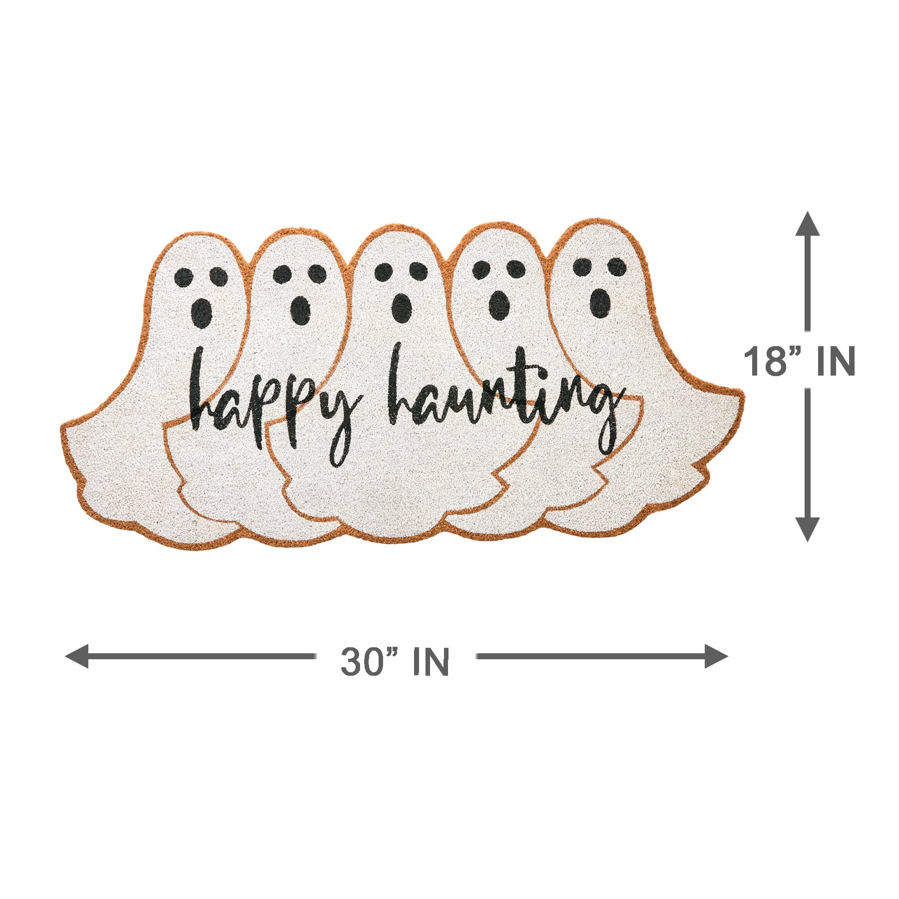 Happy Haunting Ghost Shaped Coir Mat, 22x47