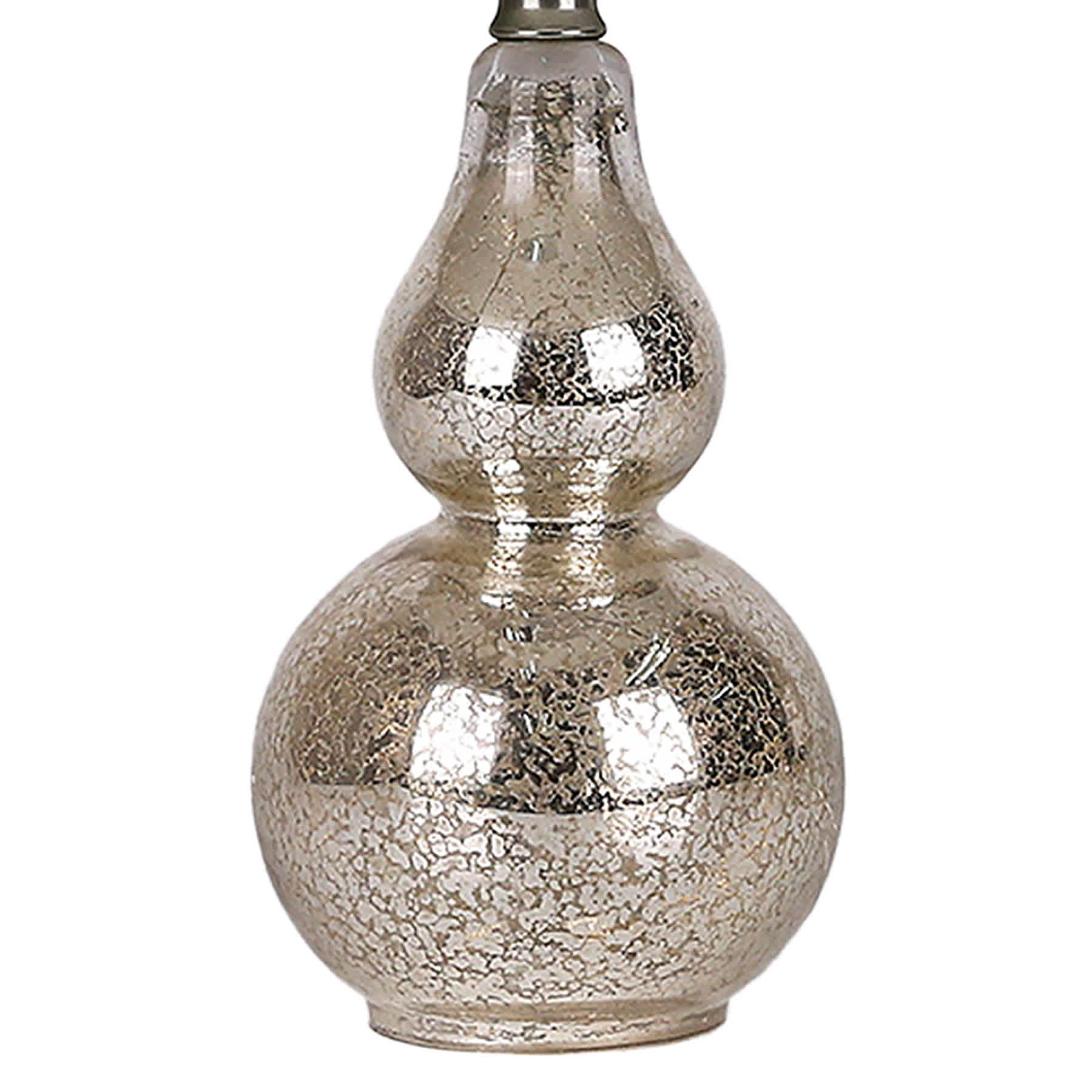 Providence Silver Mercury Glass Double Gourd Mini Table Lamp with Shade, 12"