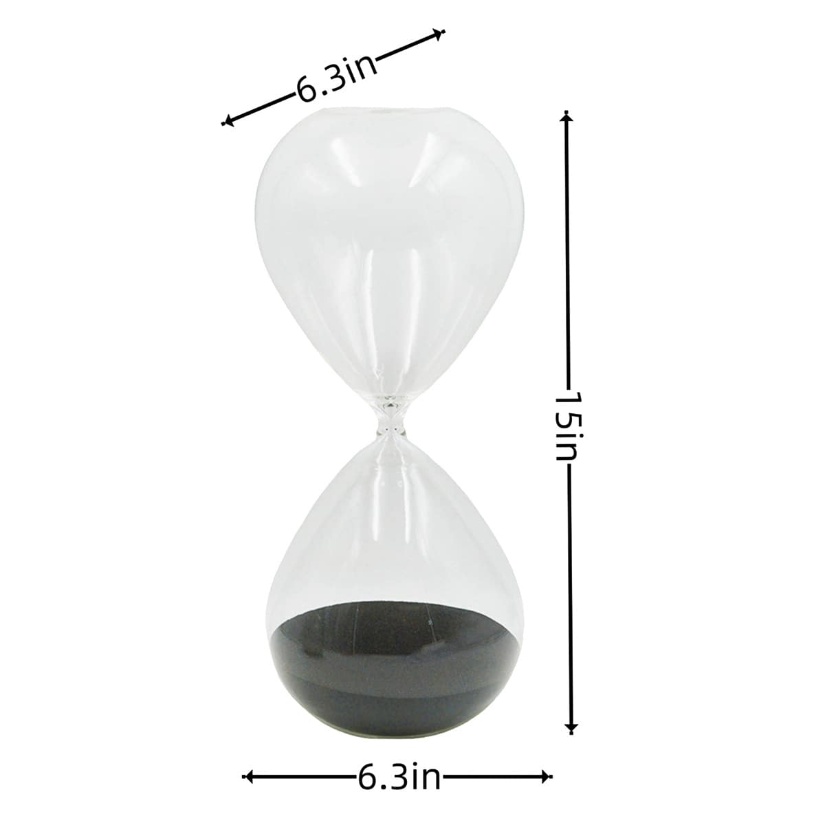 Clear Glass Hourglass with Black Sand, 15"