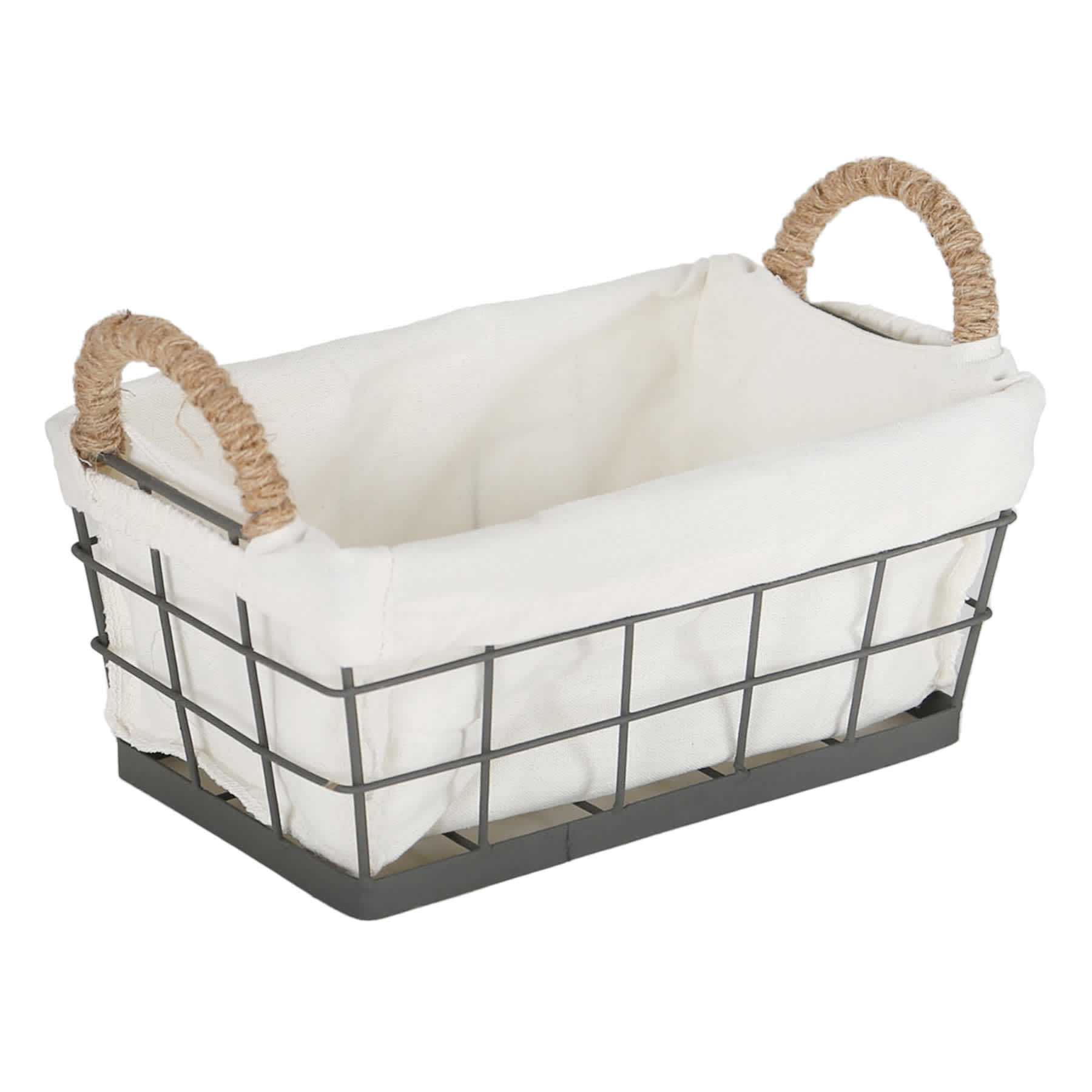Lined Rectangle Wire Storage Basket, Small