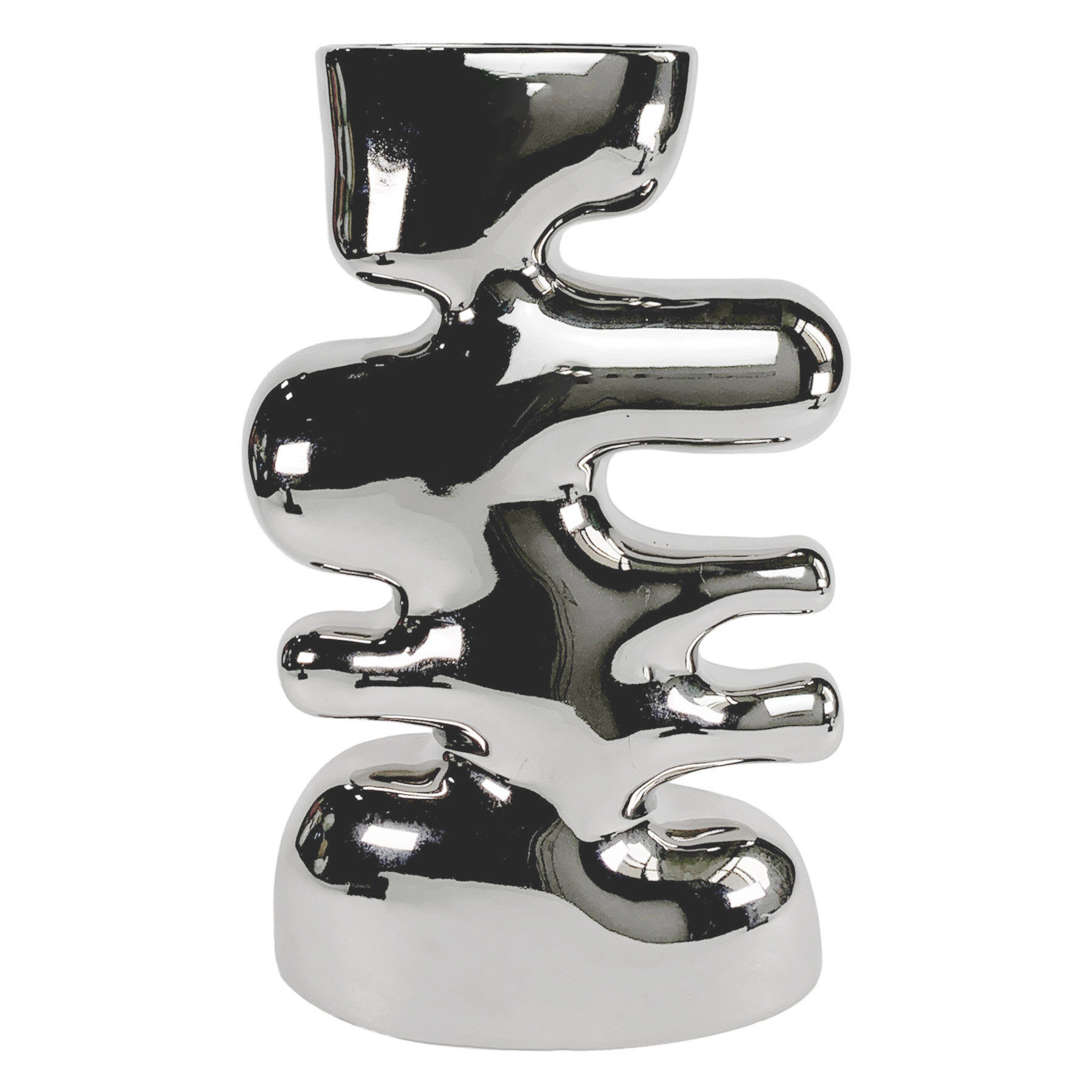 Crosby St. Silver Ceramic Vase, 11.6"
