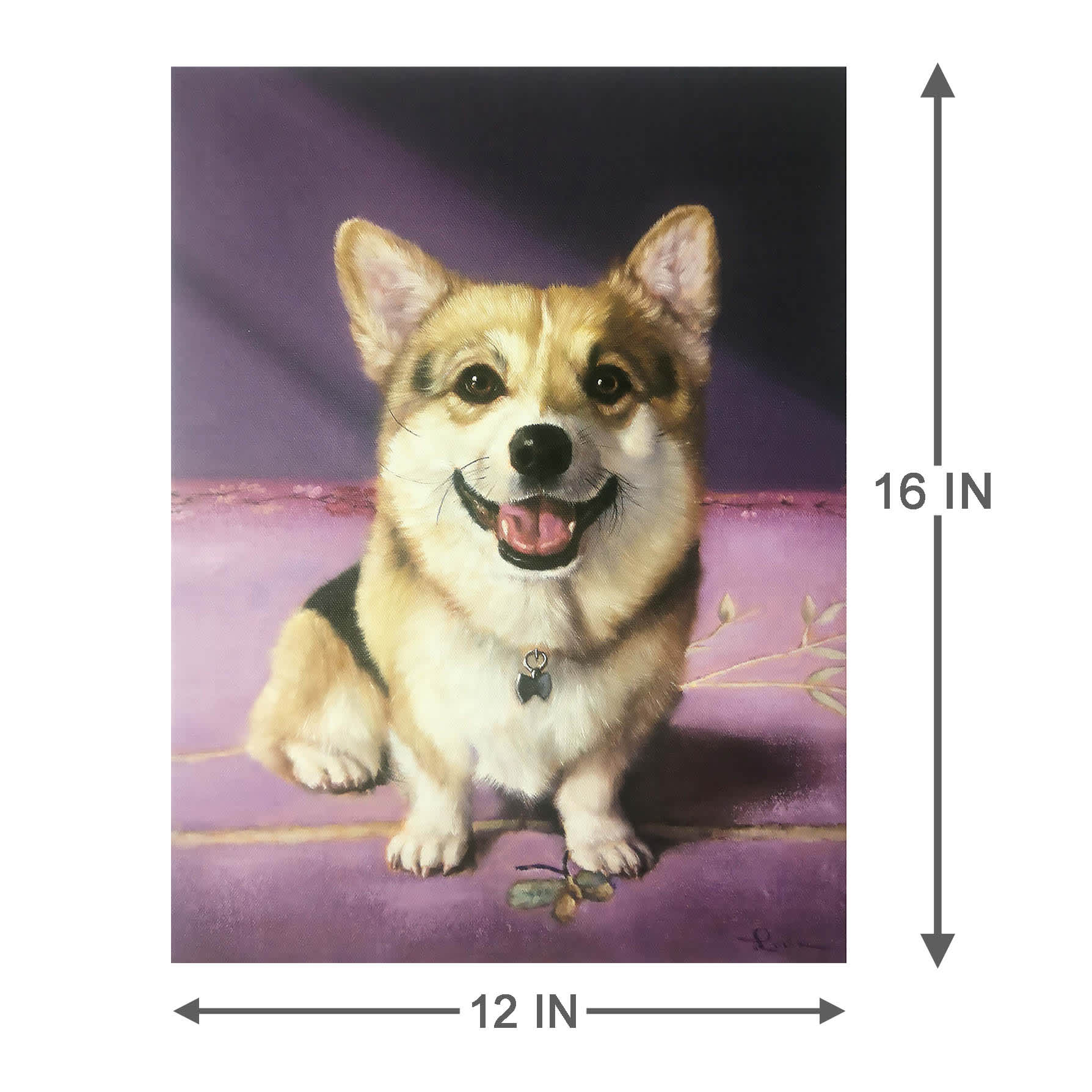 Corgi Canvas Wall Art, 12x16